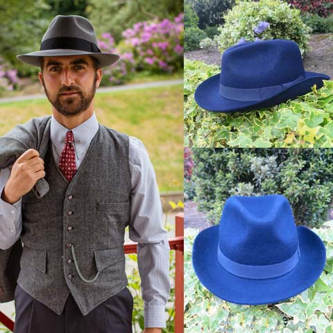 Fedora hat with raw edge finish