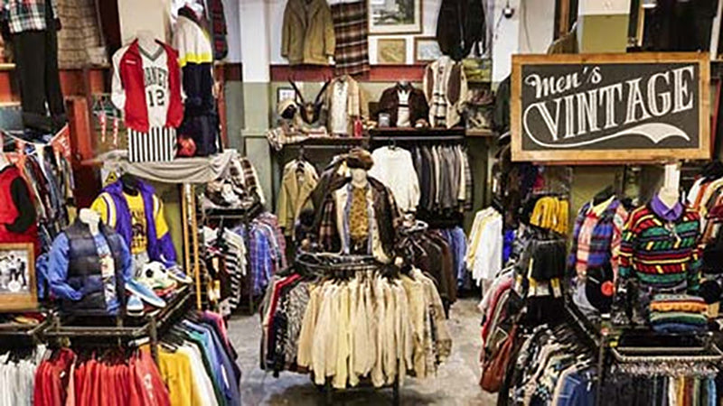 Menswear on display in a vintage store