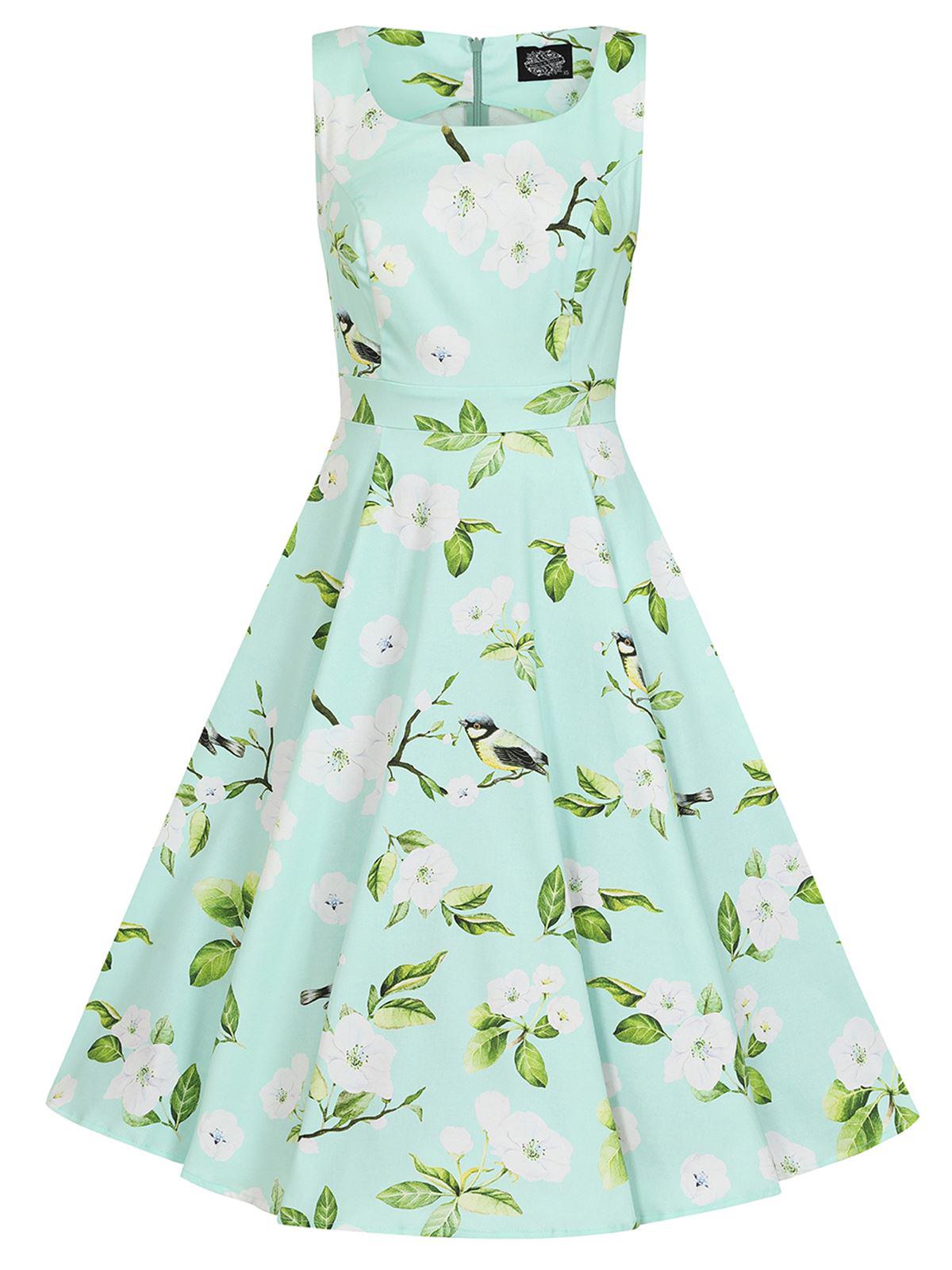 Mint Green Floral 1950s Vintage Style Swing Dress – RevivalVintage