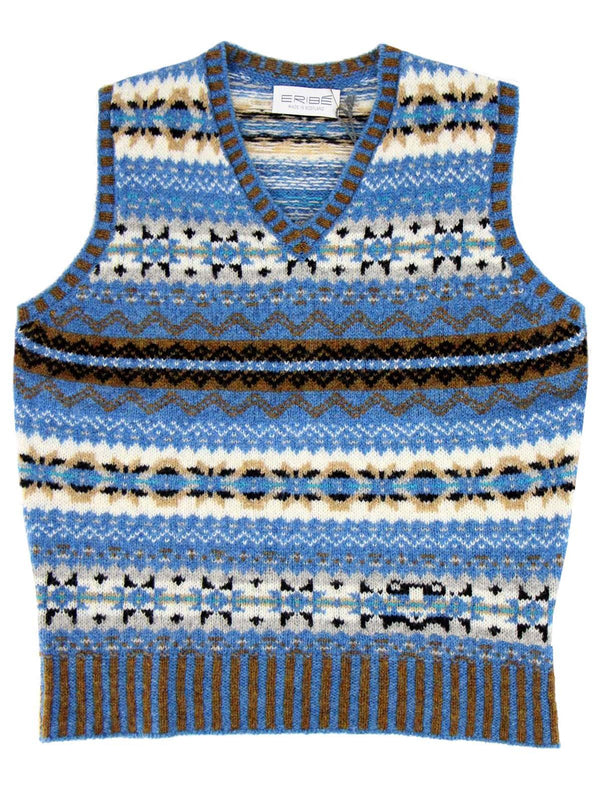 Shetland Wool Fair Isle Knit Vest in Nordic Blue – RevivalVintage