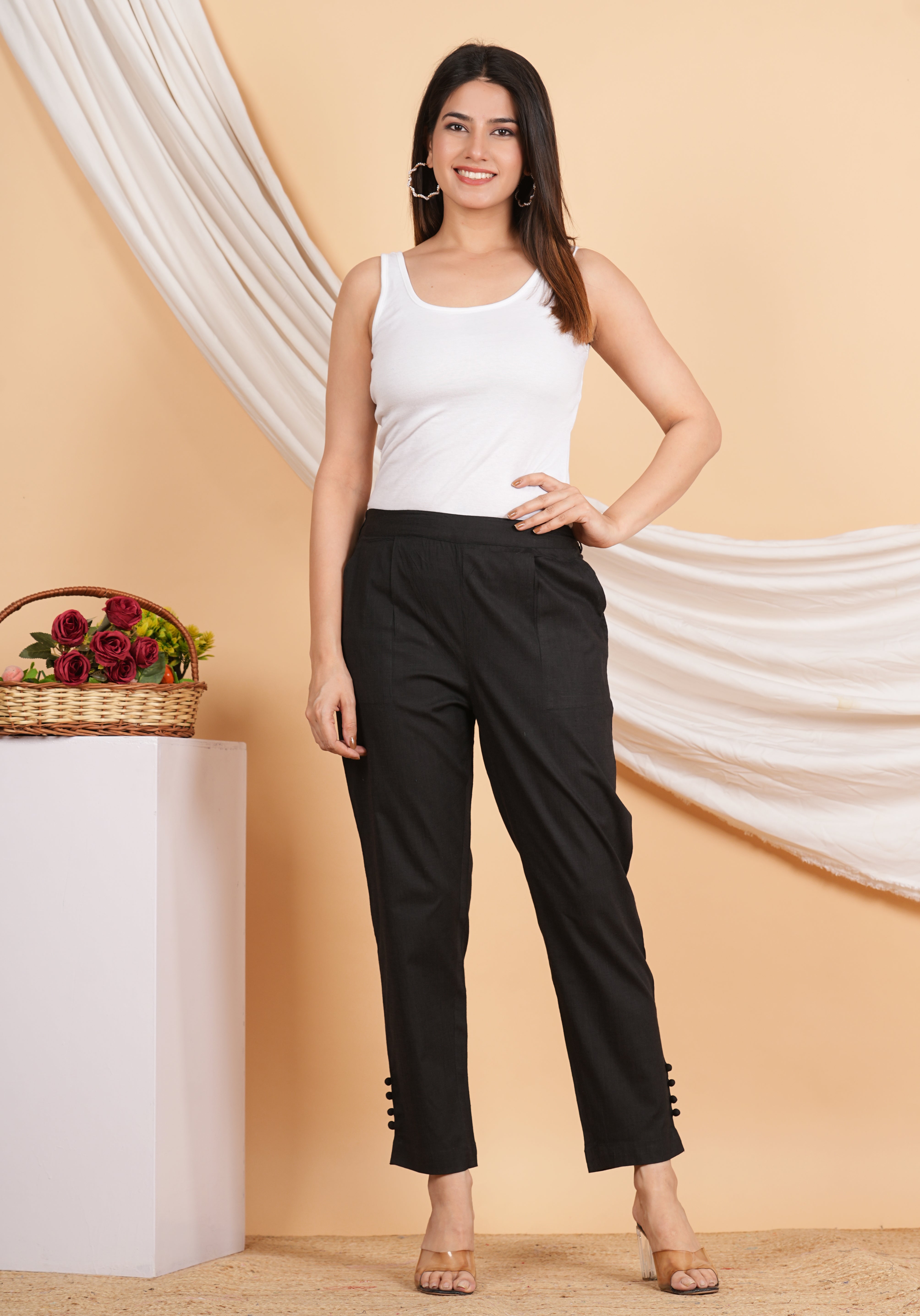 fcity.in - Camellias Women Lycra Pant Combo Of Three Pants Blackwhite And  Fawn