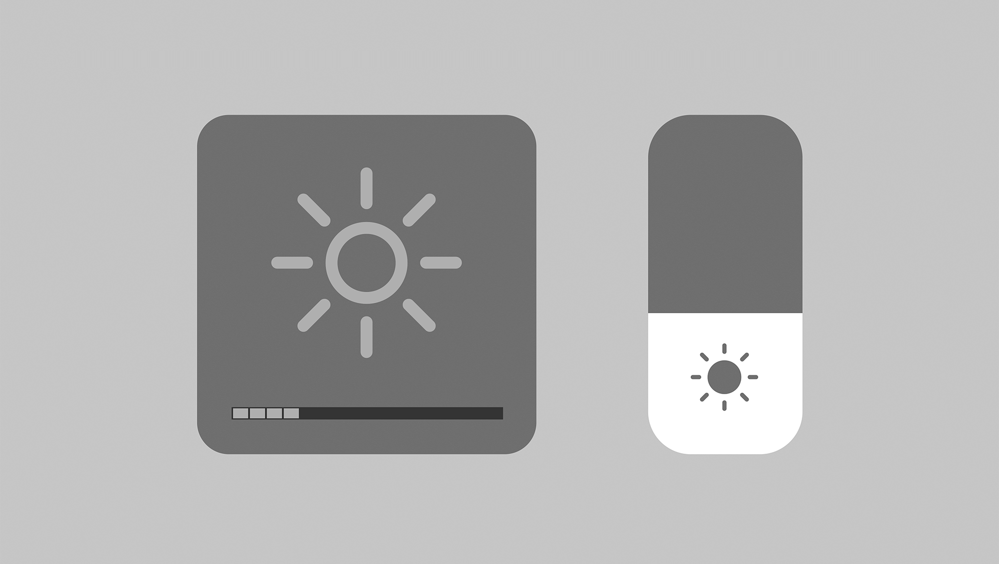 Helligkeitssymbole vom MacBook Pro und vom Apple iPhone.