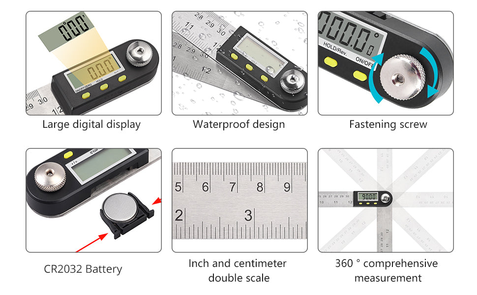 AMTOVL Digital Angle Finder Protractor 12 Inch 300mm