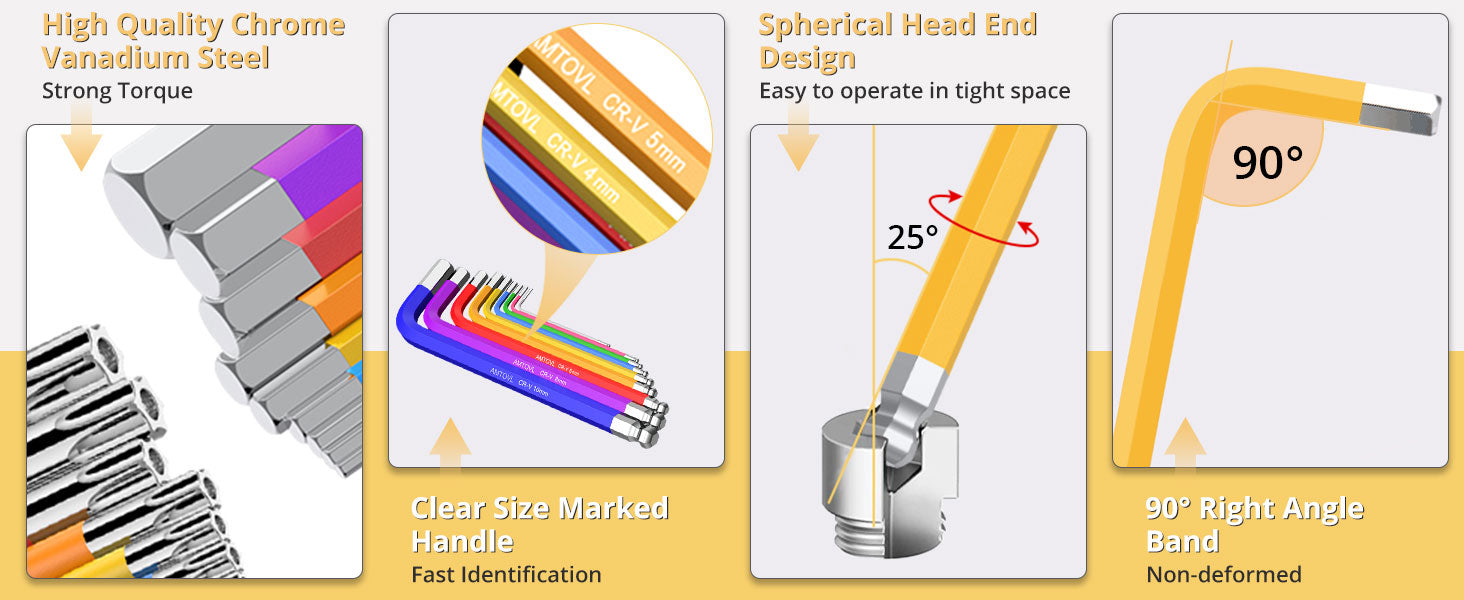AMTOVL 29PCS Allen Key Set & Star Key Set