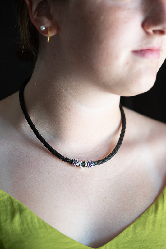 Necklace with Horseshoe and Enamel Beads