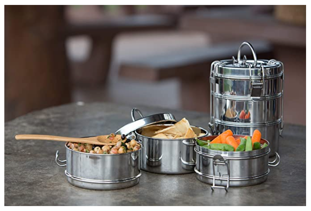 Stainless Steel Food Container Set, Dual Compartment