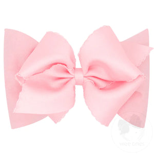 Grosgrain Bow with Matching Moonstitch Edge on Cotton Jersey Headband - Pink - Lolli & Pop
