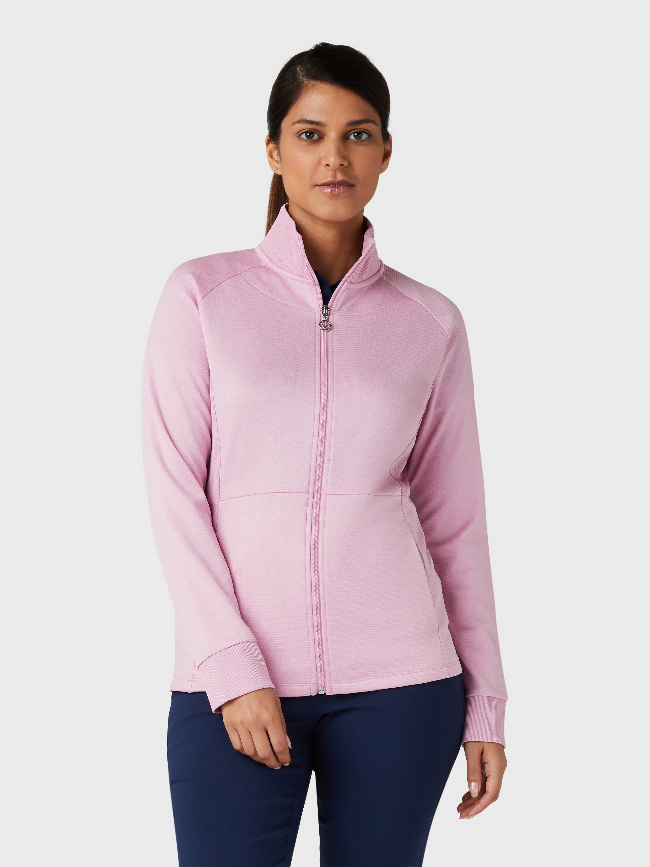 View Midweight Waffle Fleece Womens Jacket In Pink Nectar Heather Pink Nectar Htr XS information