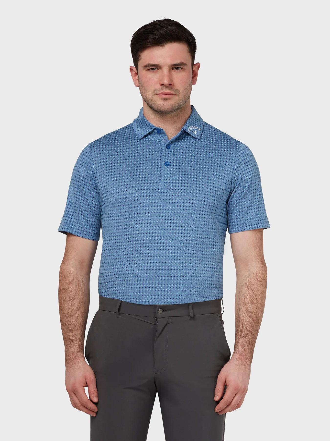 View Soft Touch Micro Print Polo In Magnetic Blue Heather Magnetic Blue Heather XL information