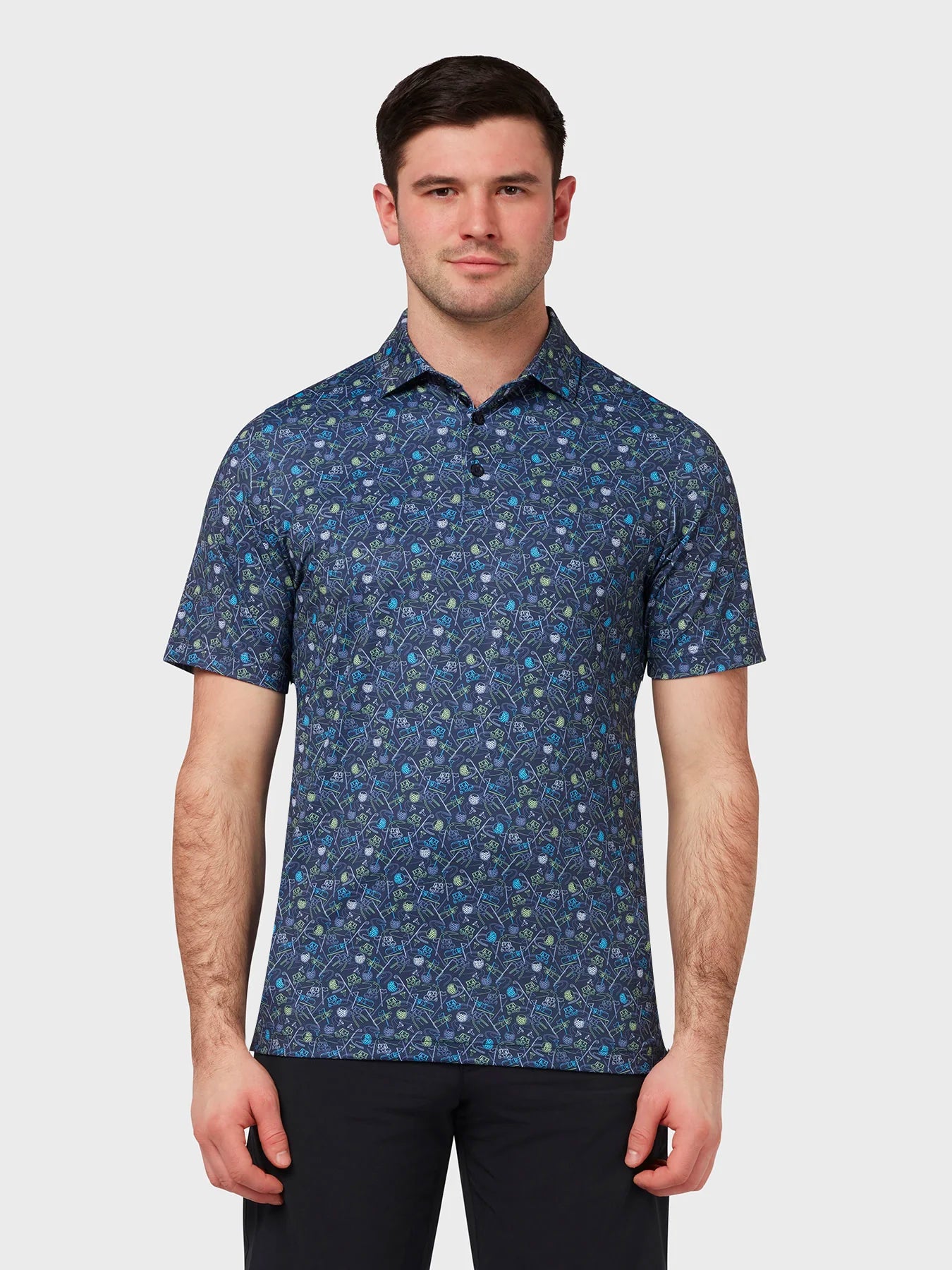 View All Over Golf Novelty Print Polo In Peacoat information