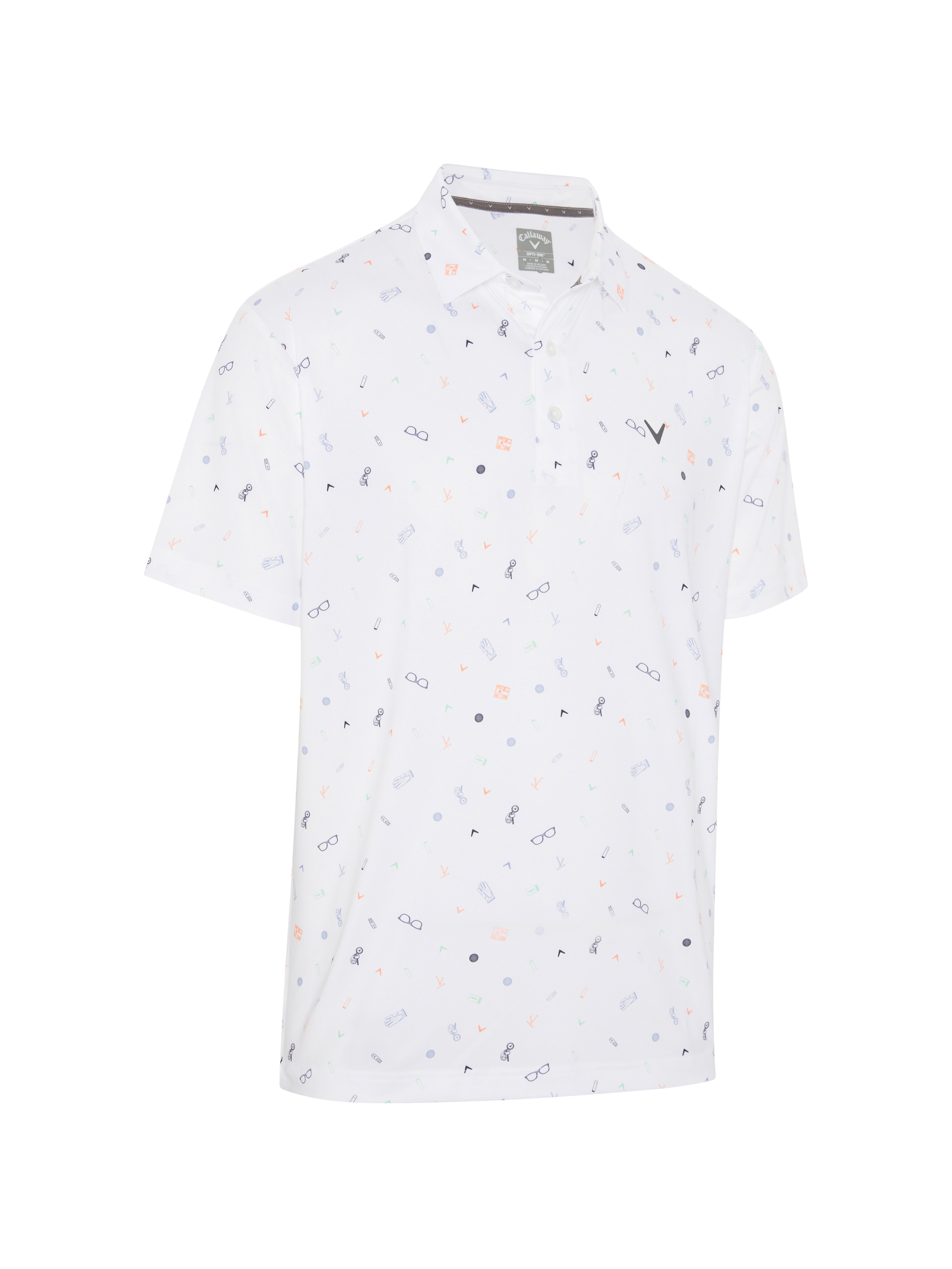 View All Over Golf Bag Essenials Print Polo Shirt In Bright White information