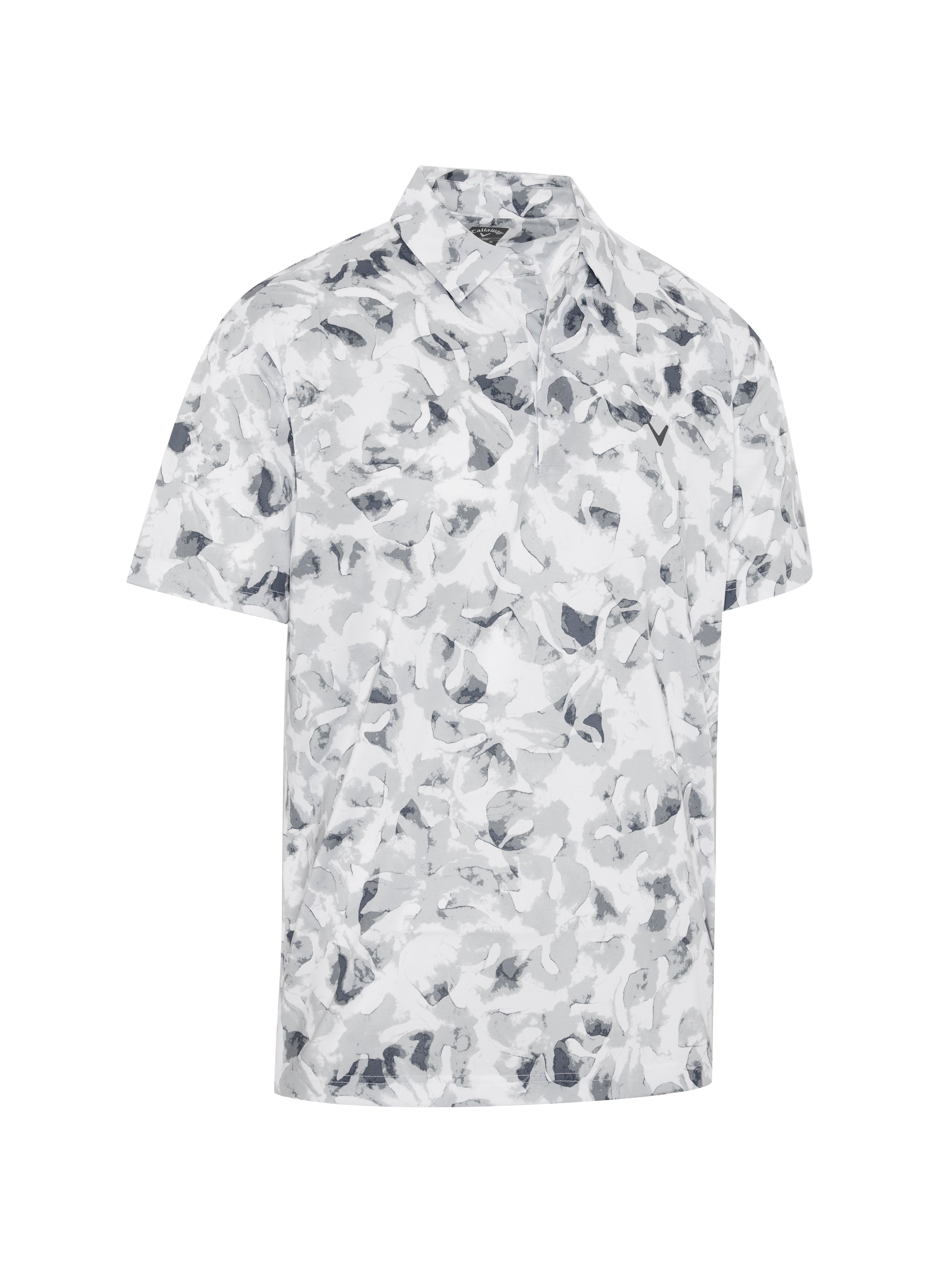 View All Over Tye Dye Golf Print Polo Shirt In Bright White And Flint Stone information