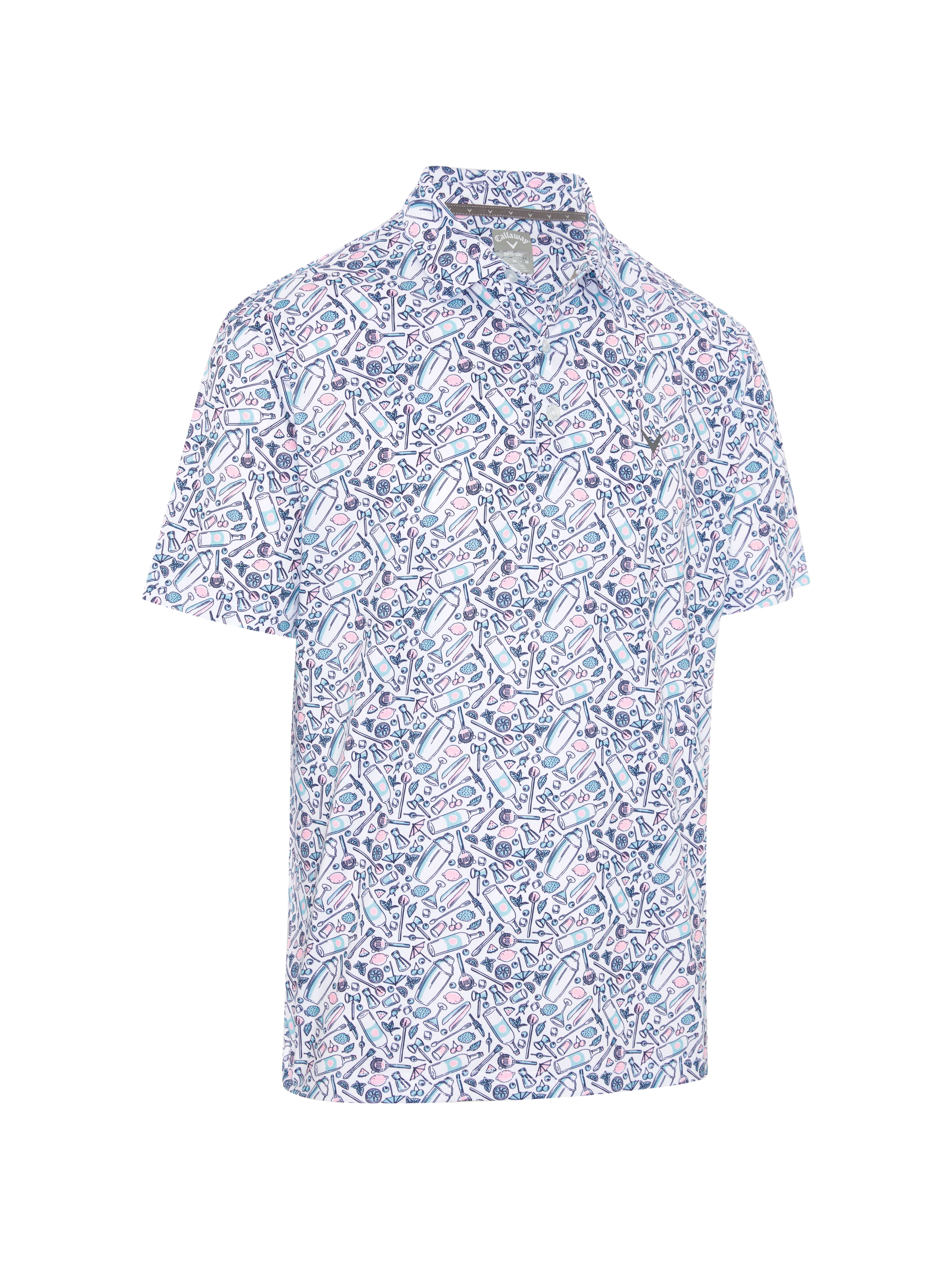 View All Over Tropical Print Polo Shirt In Bright White information