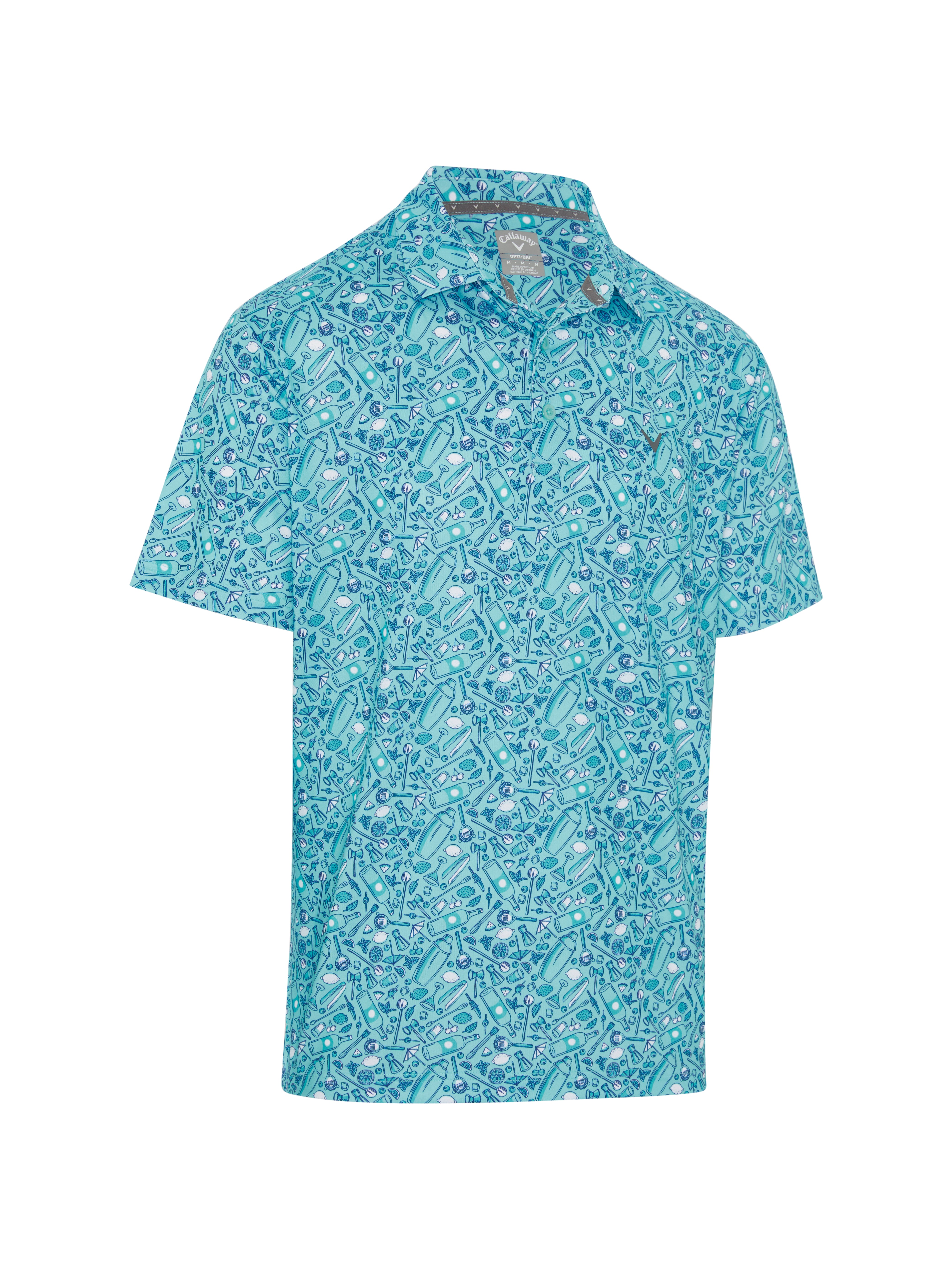 View All Over Tropical Print Polo Shirt In Limpet Shell information