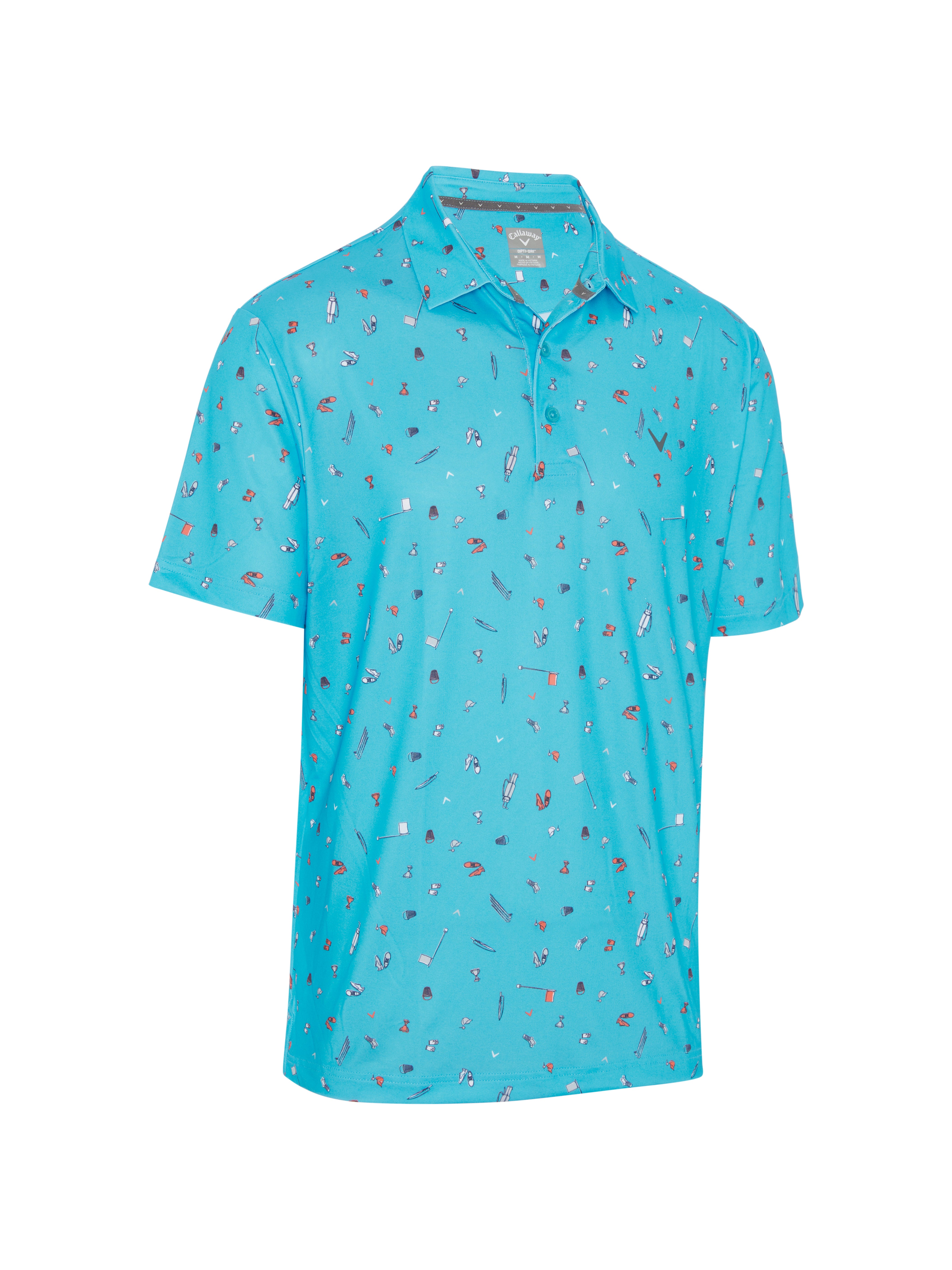 View Tee Time Print Golf Polo Shirt In River Blue information