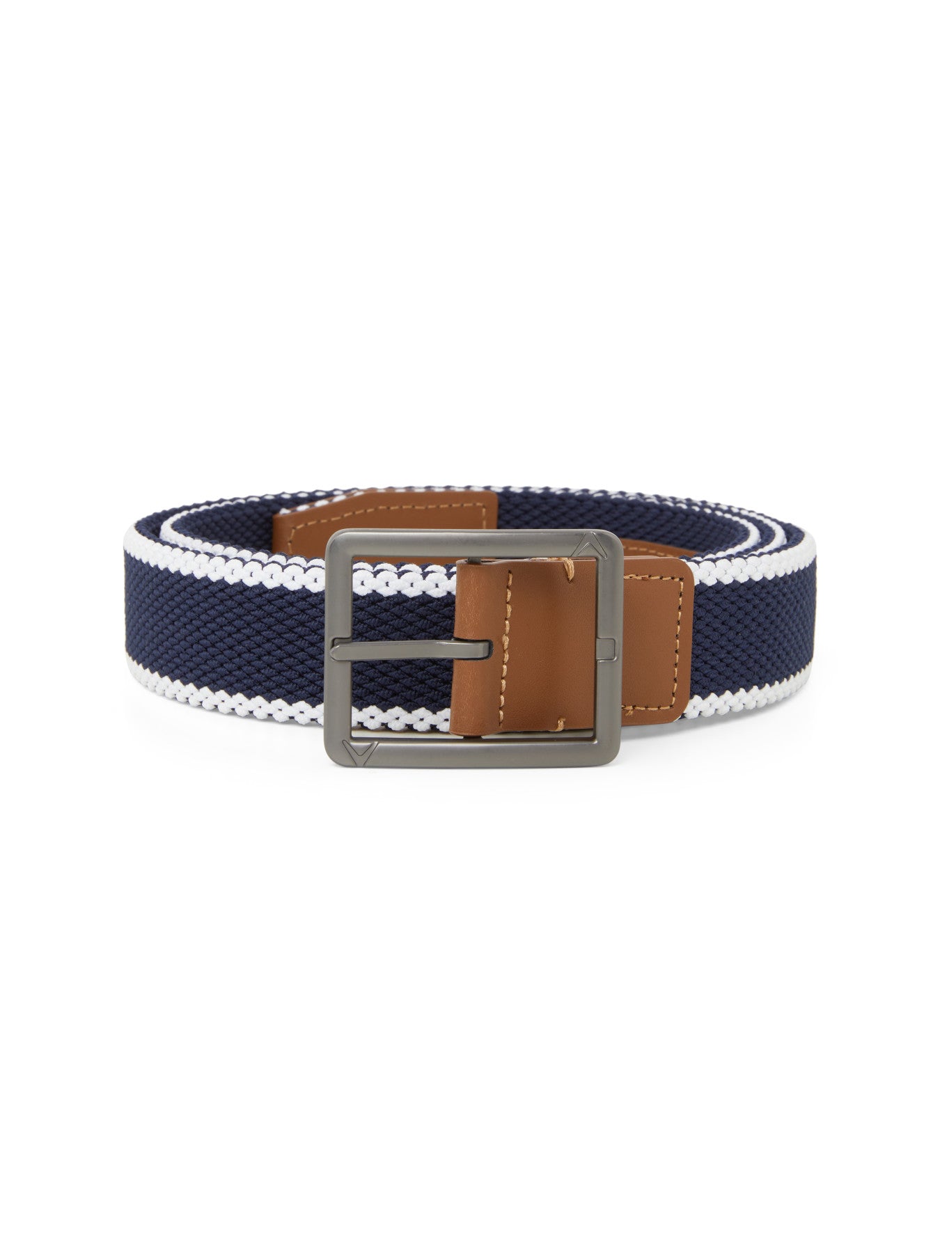 View Striped Stretch Belt In Bright White information