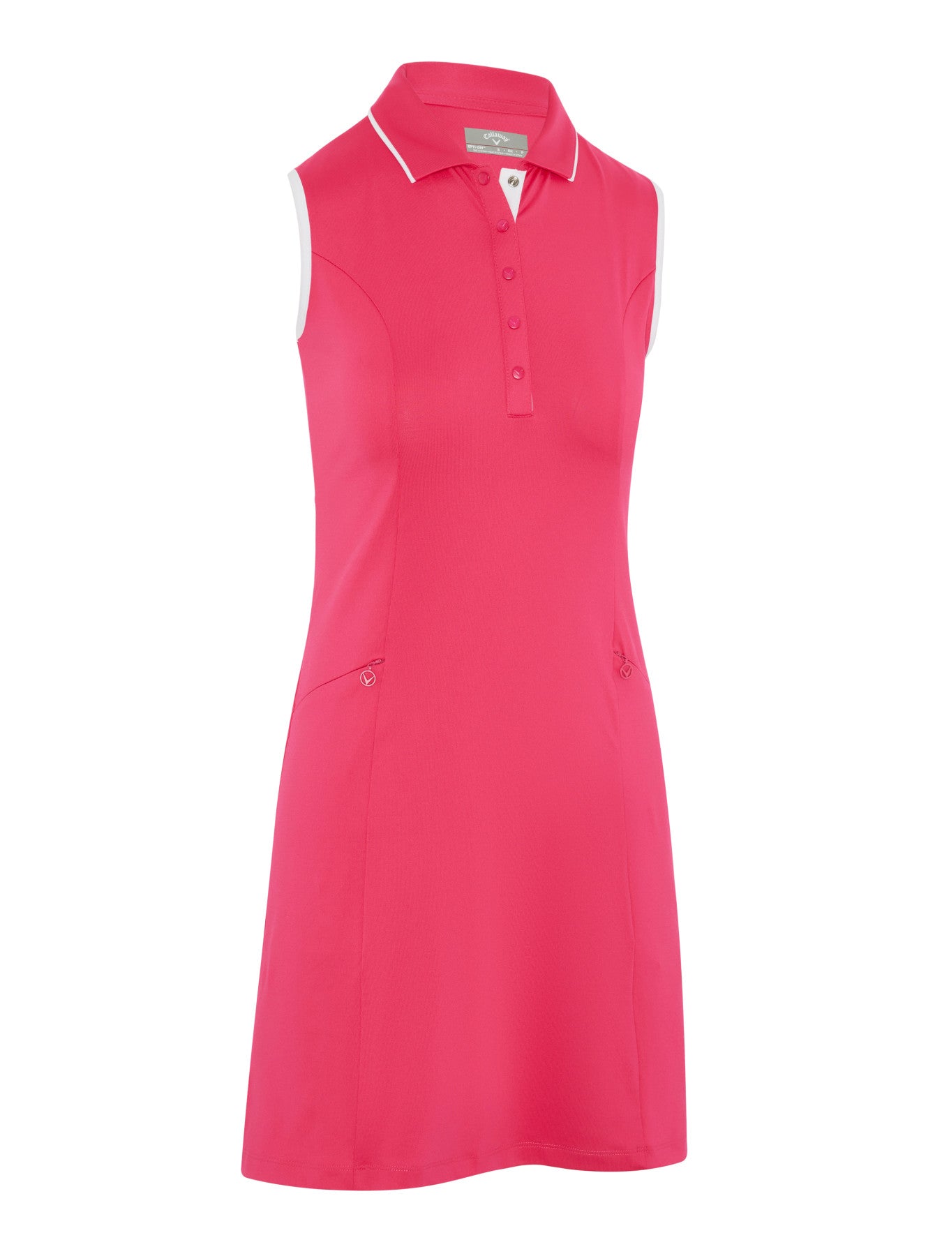 View Womens Solid Golf Dress With Snap Placket In Pink Peacock information