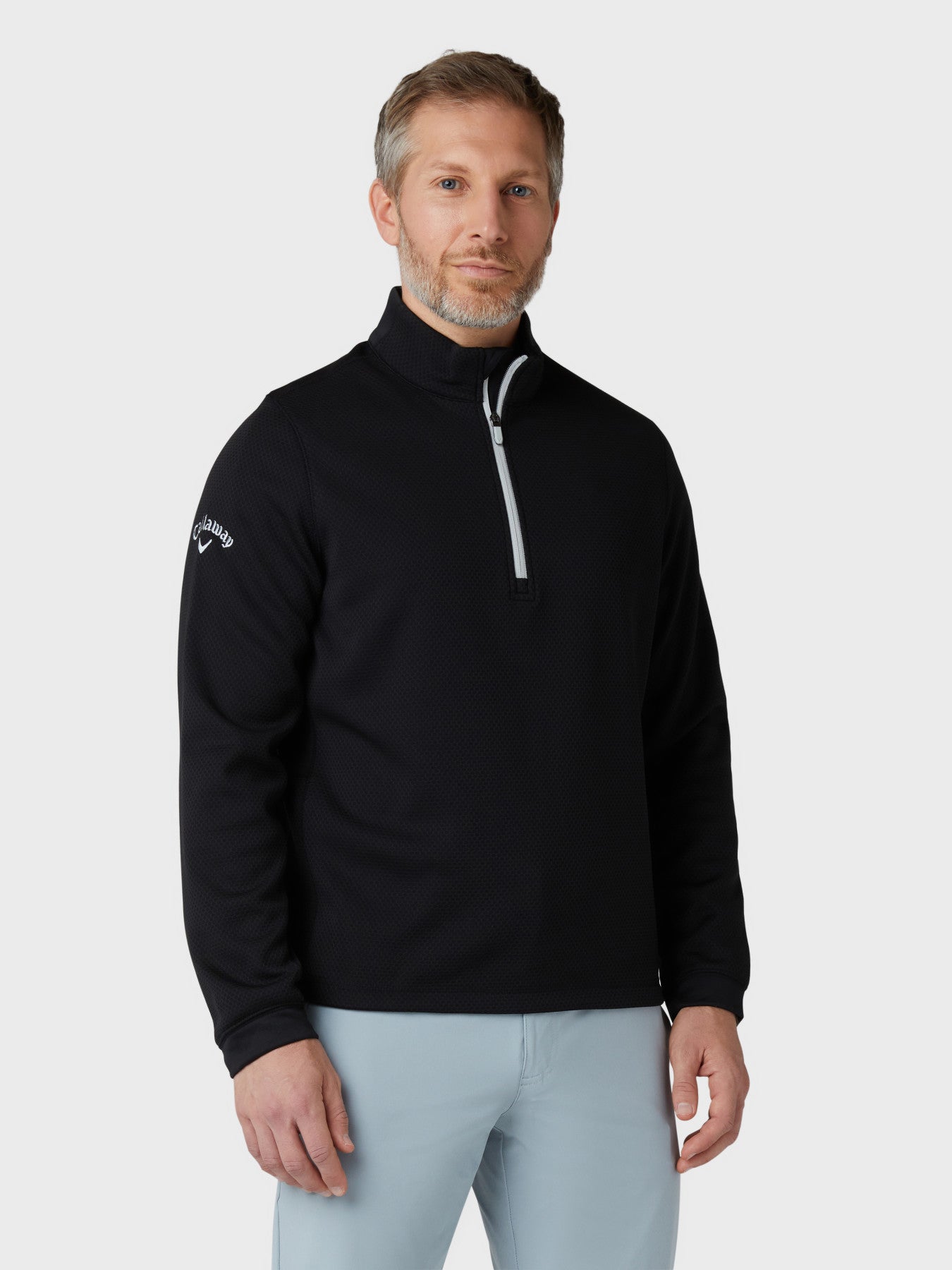 View Mens Midweight 14 Zip Hex Pullover In Caviar Caviar XL information