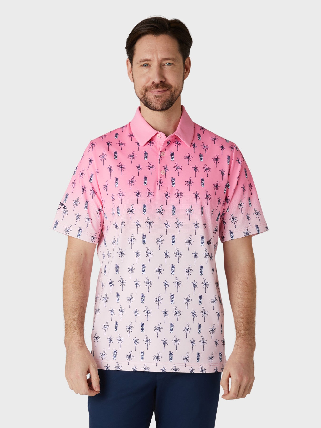 View Short Sleeve Mojito Ombre Print Polo Shirt In Candy Pink information