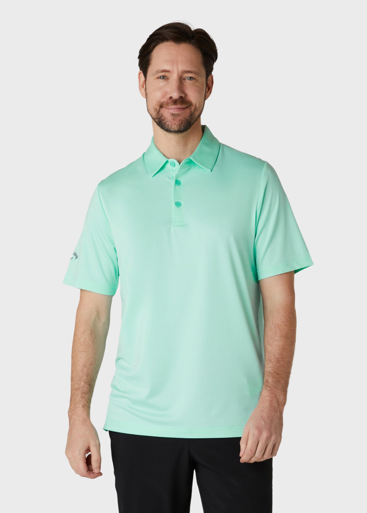 View Solid Swing Tech Short Sleeve Golf Polo Shirt In Limpet Shell information