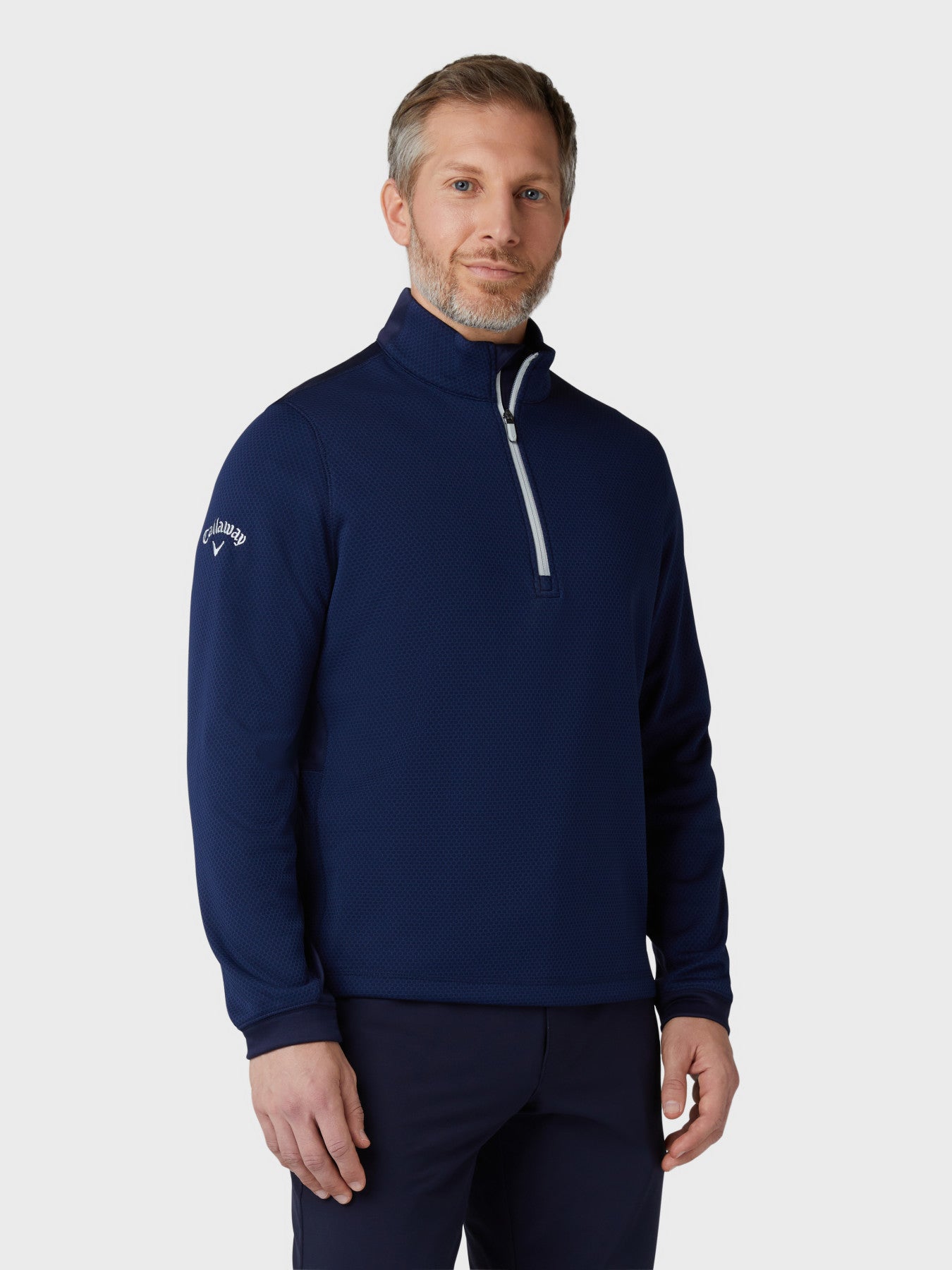 View Mens Midweight 14 Zip Hex Pullover In Peacoat information