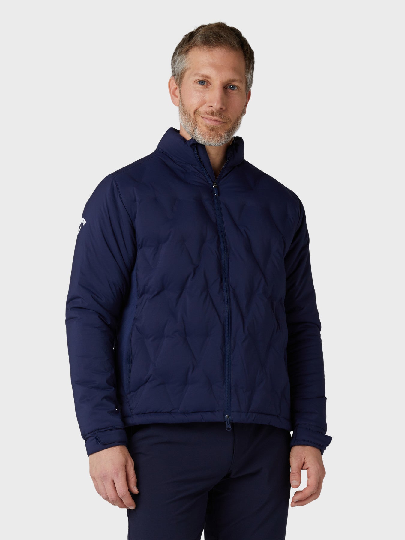 View Mens Chevron Welded Quilted Jacket In Peacoat information