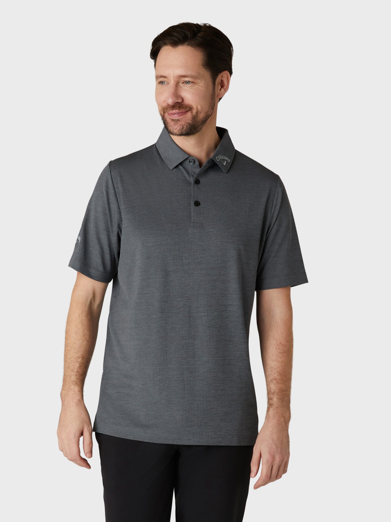 View Ventilated Classic Jacquard Polo In Caviar information