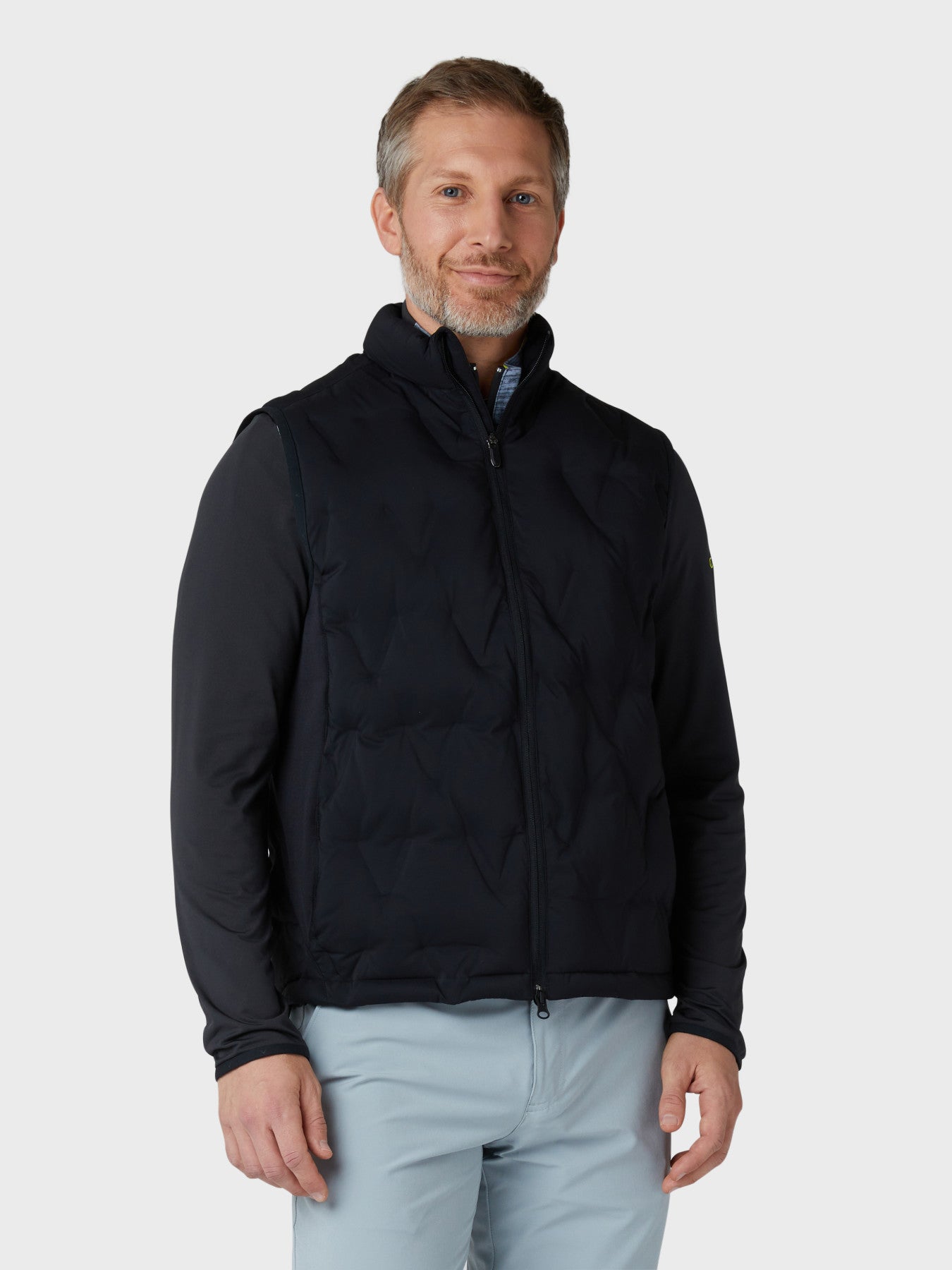 View Mens Chev Welded Quilted Puffer Gilet In Caviar information
