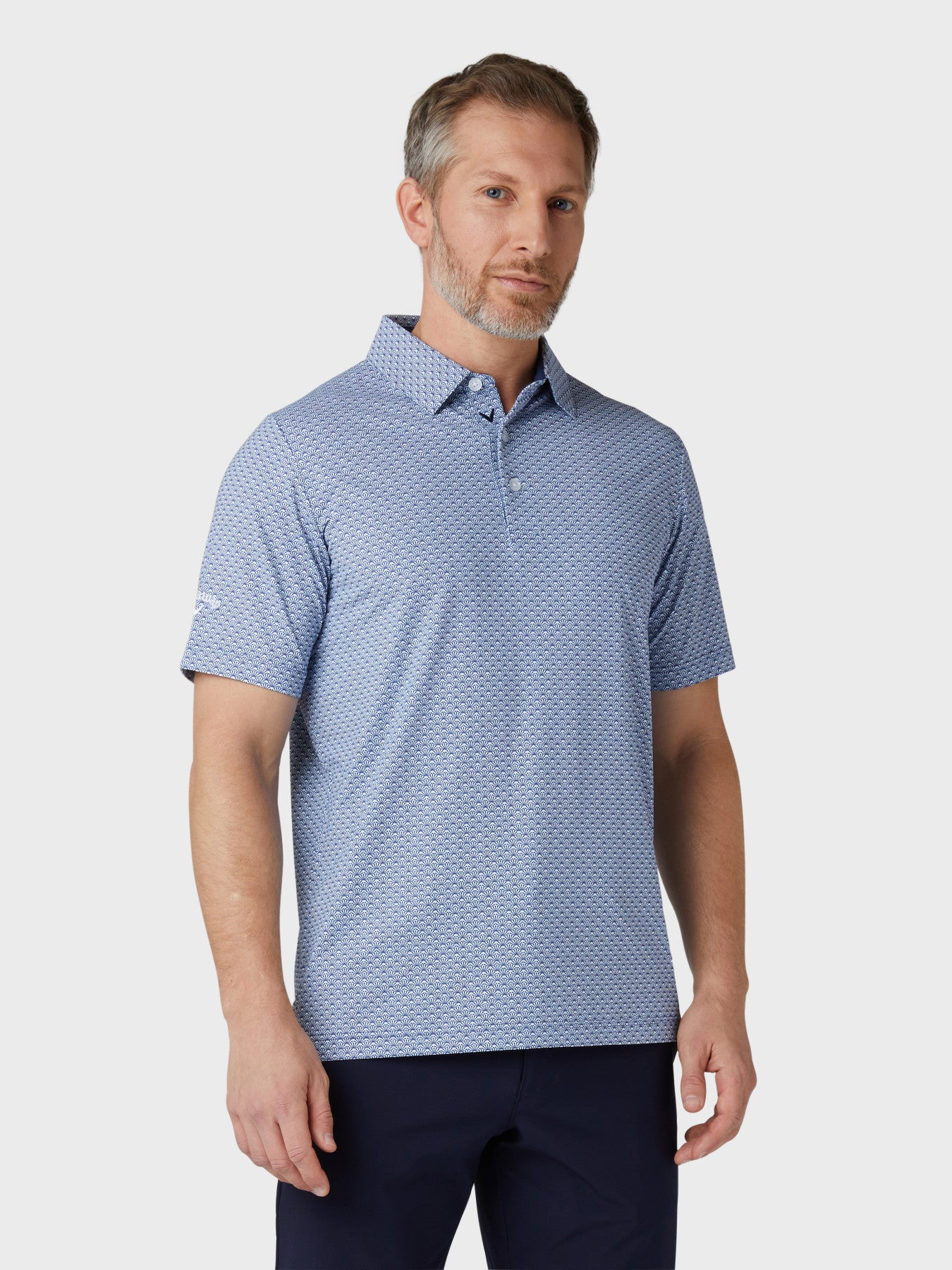 View Mens Tradmark Print Polo In Peacoat information