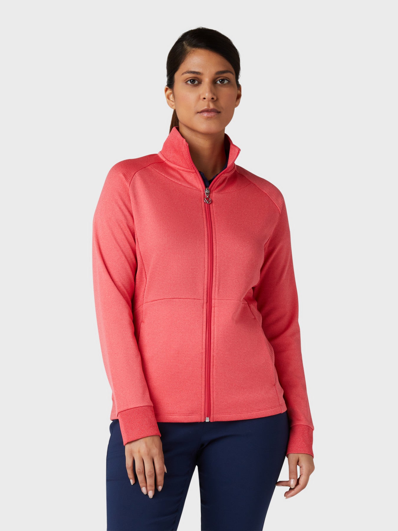 View Midweight Waffle Womens Fleece Jacket In Paradise Pink Heather Paradise Pink Htr L information