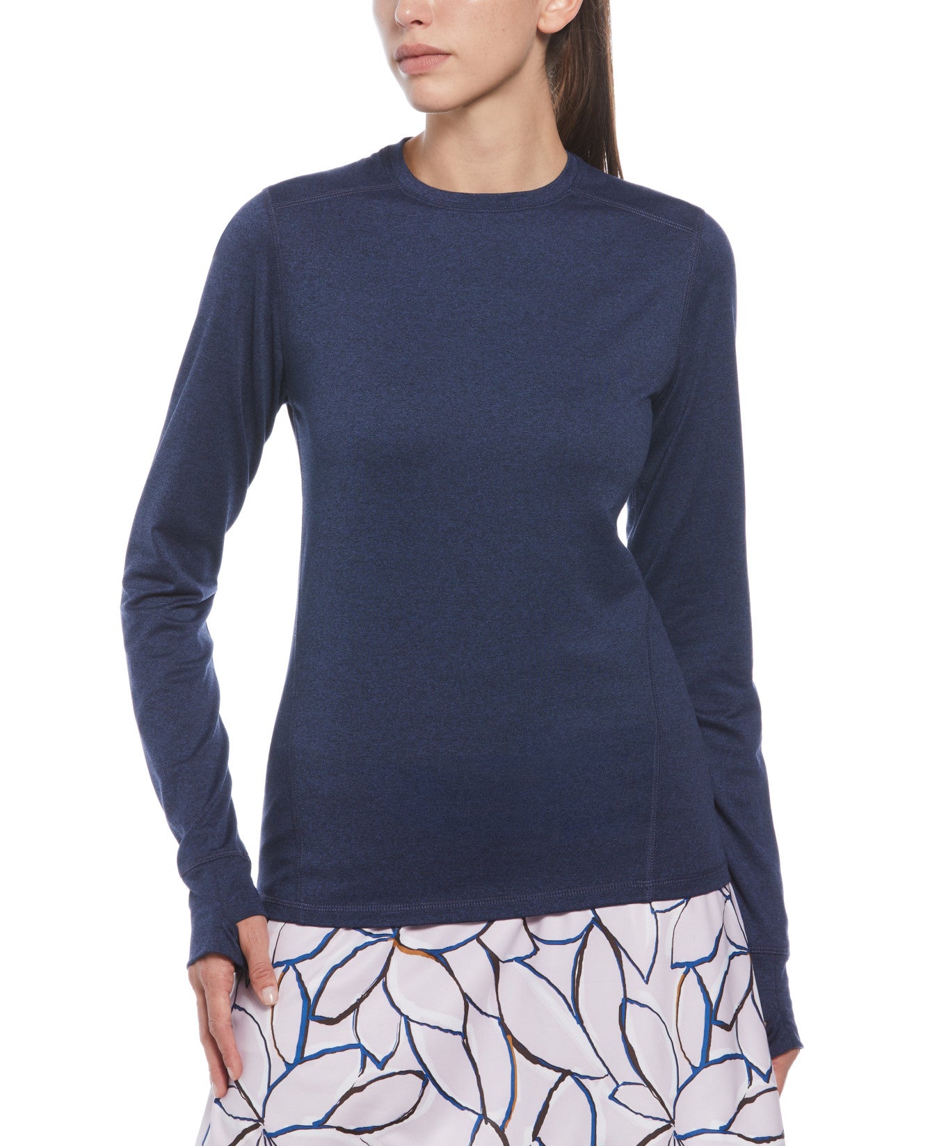View Womens Long Sleeve Crew Neck Base Layer Top In True Navy Heather information