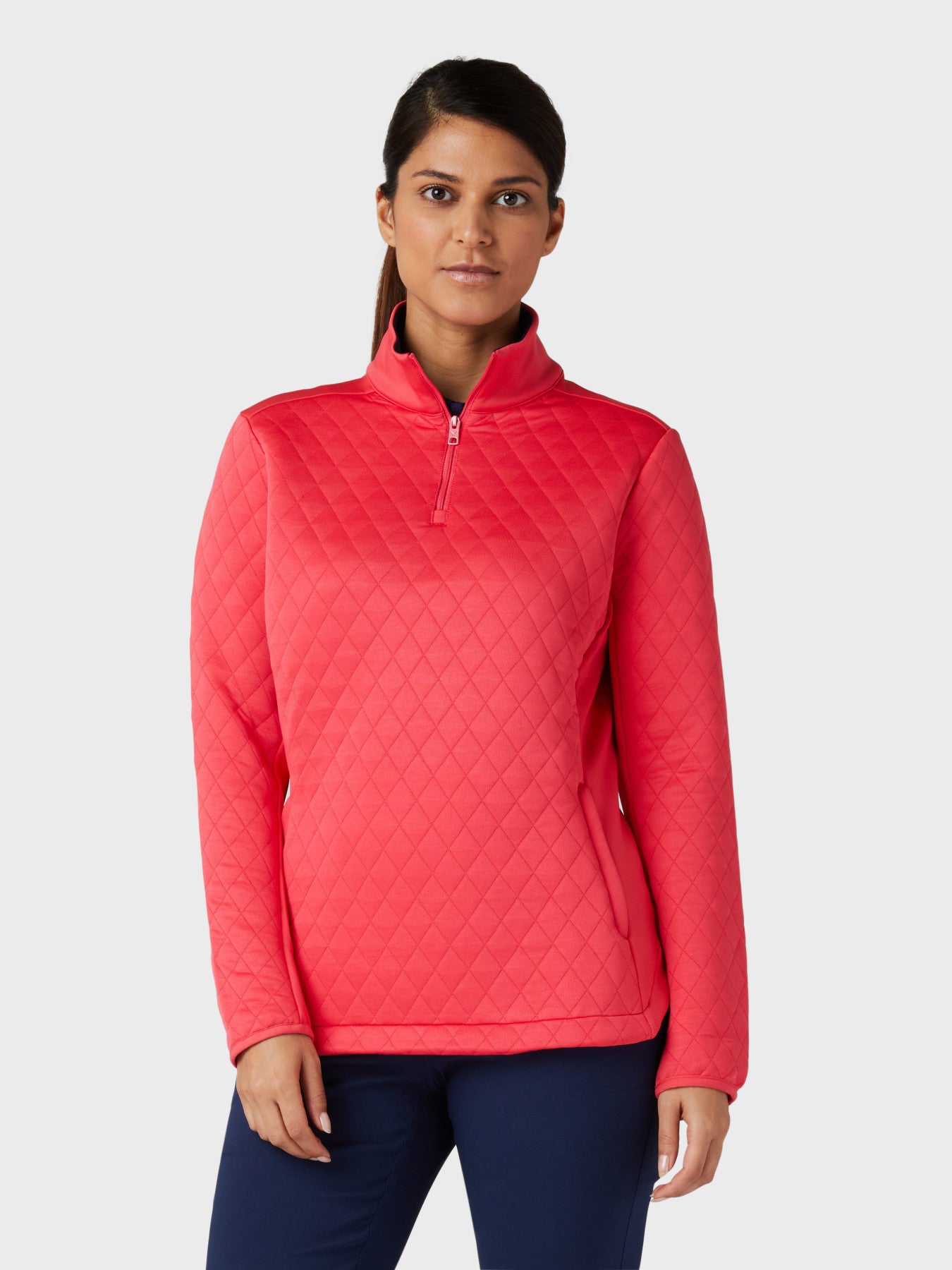 View Quilted 14 Zip Fleece Pullover In Paradise Pink Paradise Pink M information