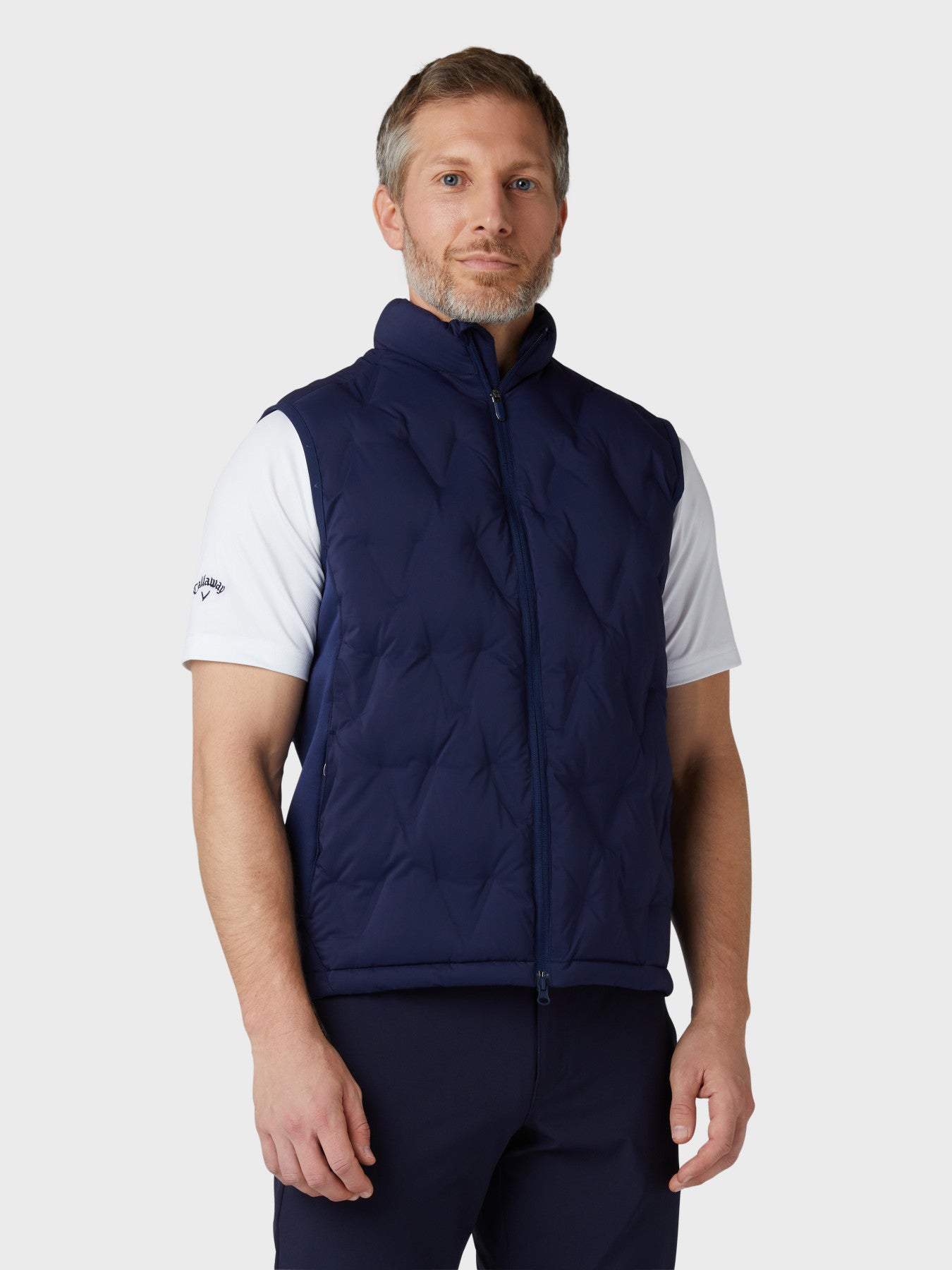 View Mens Chev Welded Quilted Puffer Gilet In Peacoat Peacoat M information