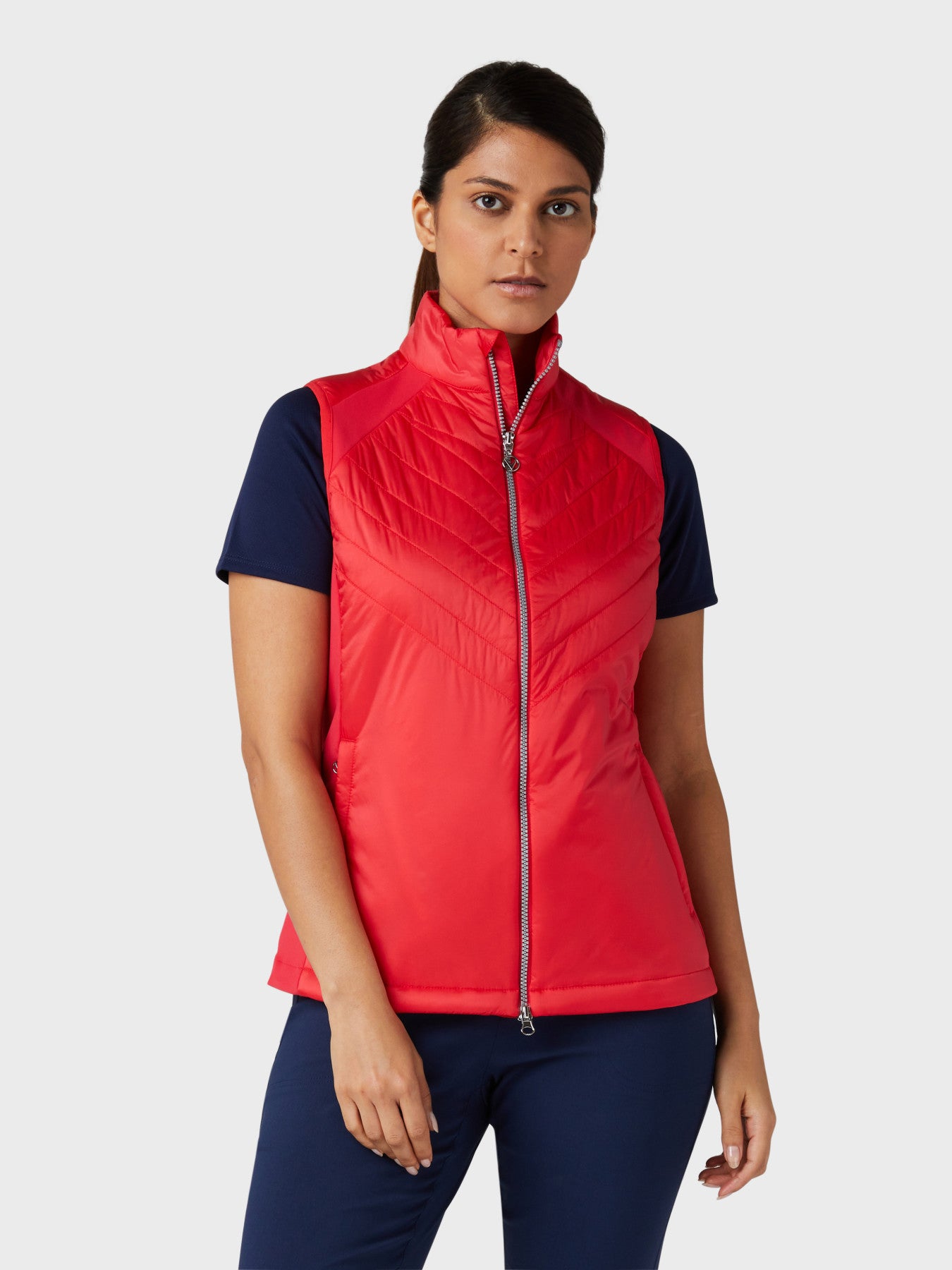 View Womens Chev Primaloft Quilted Gilet In Paradise Pink information