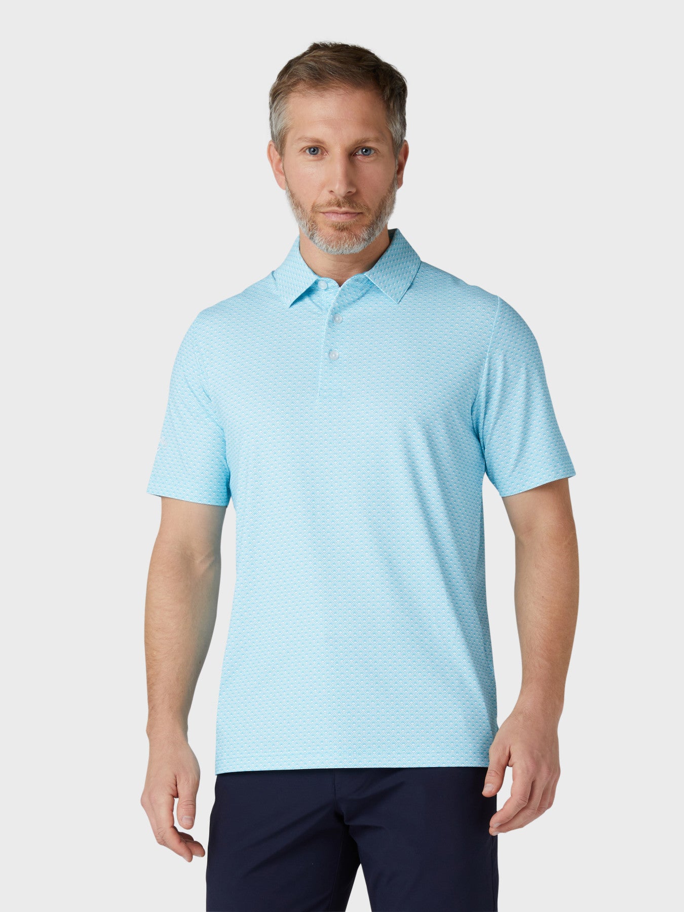 View Mens All Over Tradmark Print Polo In Scuba Blue Scuba Blue S information