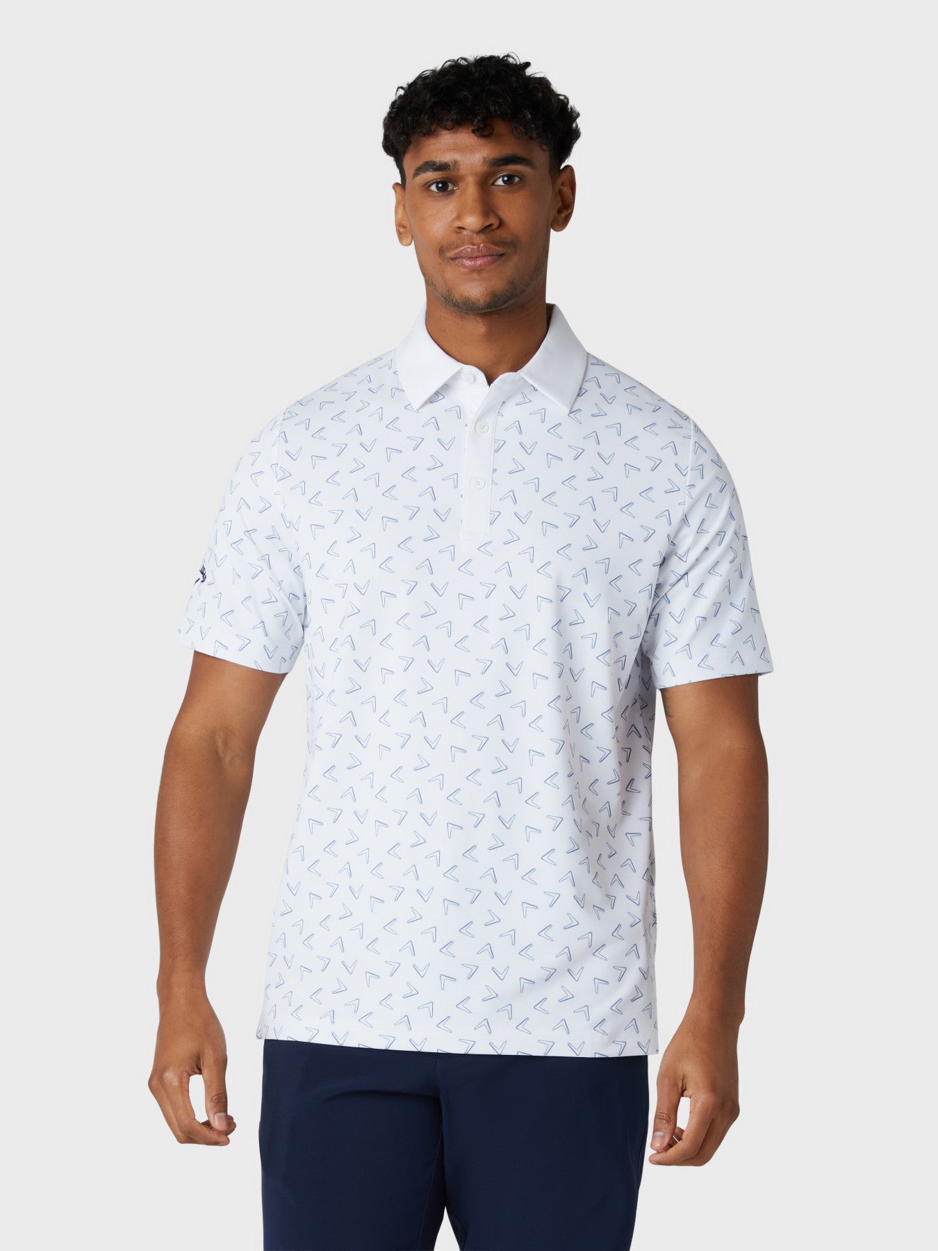 View Short Sleeve Chev Trademark Print Polo Shirt In Bright White information