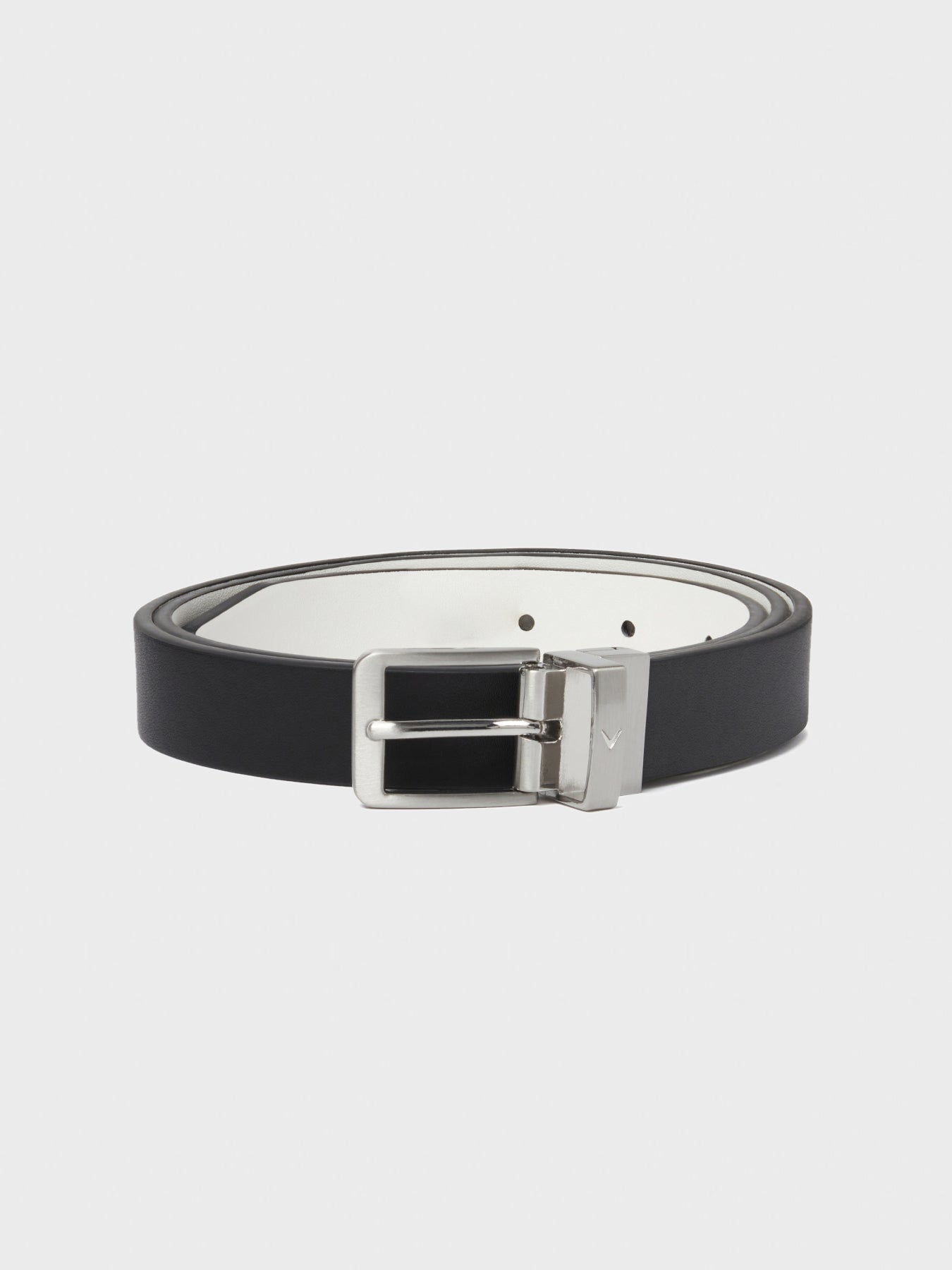 View Womens Reversible Sleek Modern Belt In CaviarWhite information
