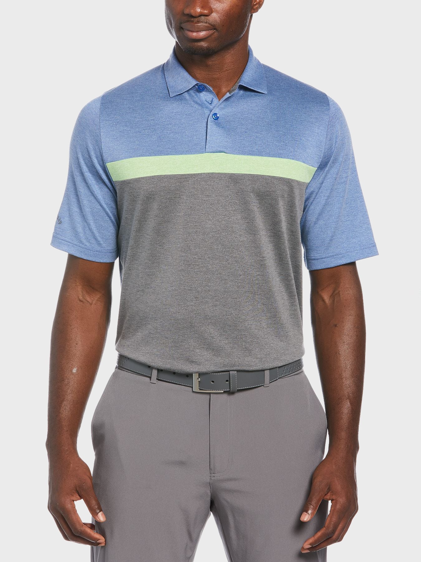 View Soft Touch Colour Block Polo In Magnetic Blue Heather Magnetic Blue Heather XS information