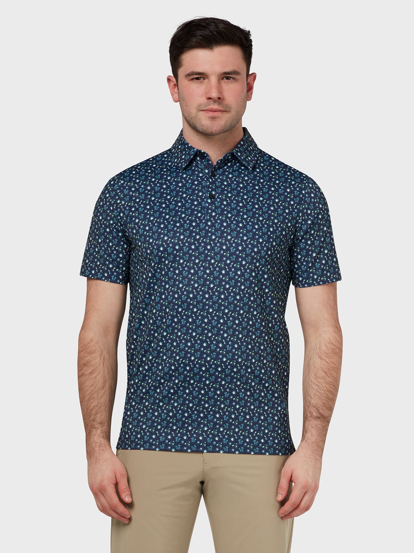 View All Over Drinks Novelty Print Polo In Peacoat information