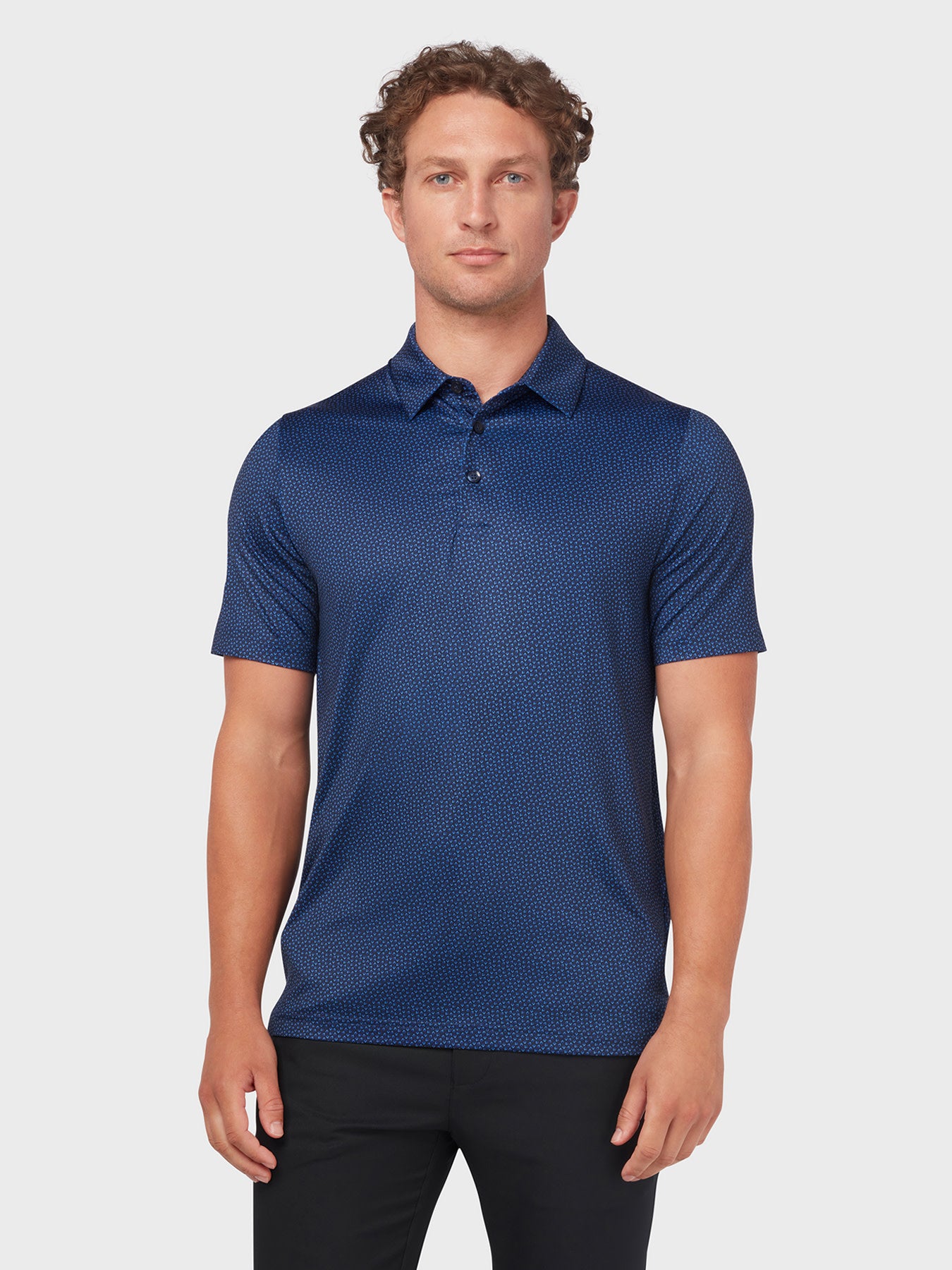 View Trademark Geo Print Polo In Peacoat information