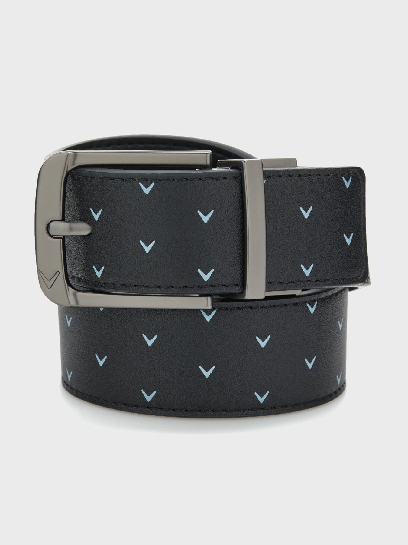 View Printed Chev Leather Belt In Caviar information