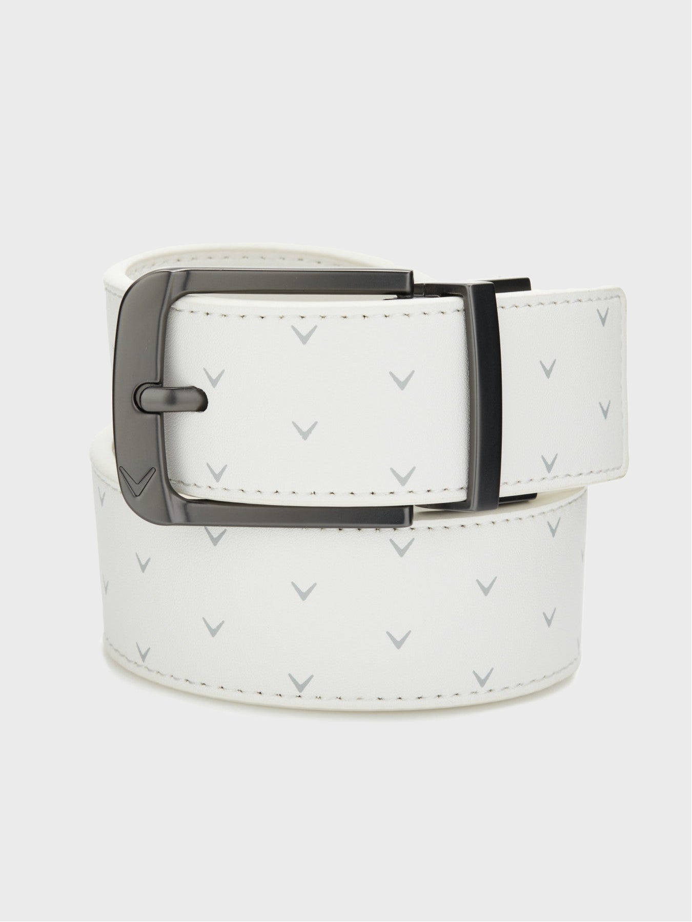 View Printed Chev Leather Belt In Bright White information