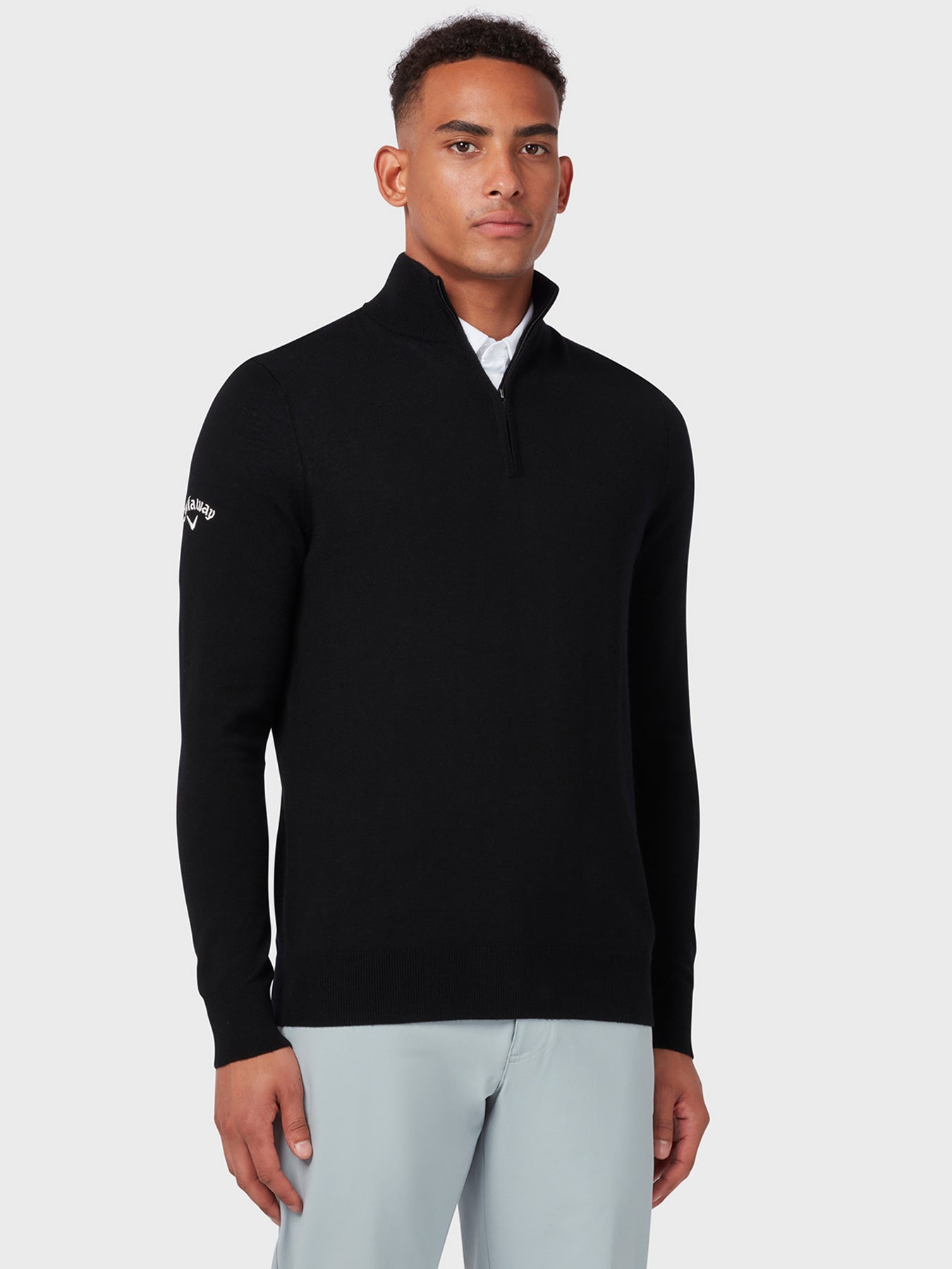 View Thermal Merino Wool Quarter Zip Sweater In Black Onyx Black Onyx M information