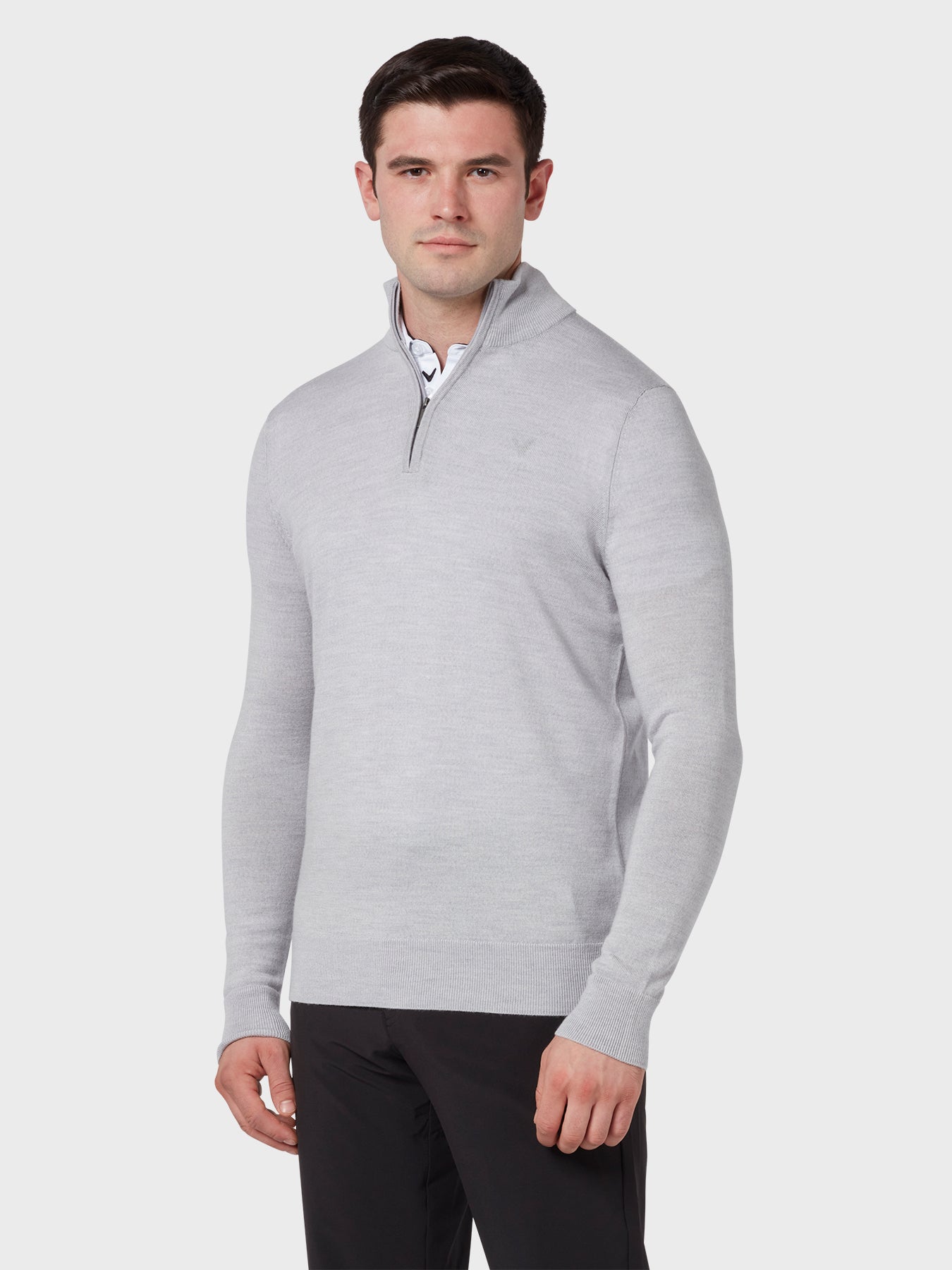 View Quarter Zip Merino Sweater In Pearl Blue Heather Pearl Blue Heather S information