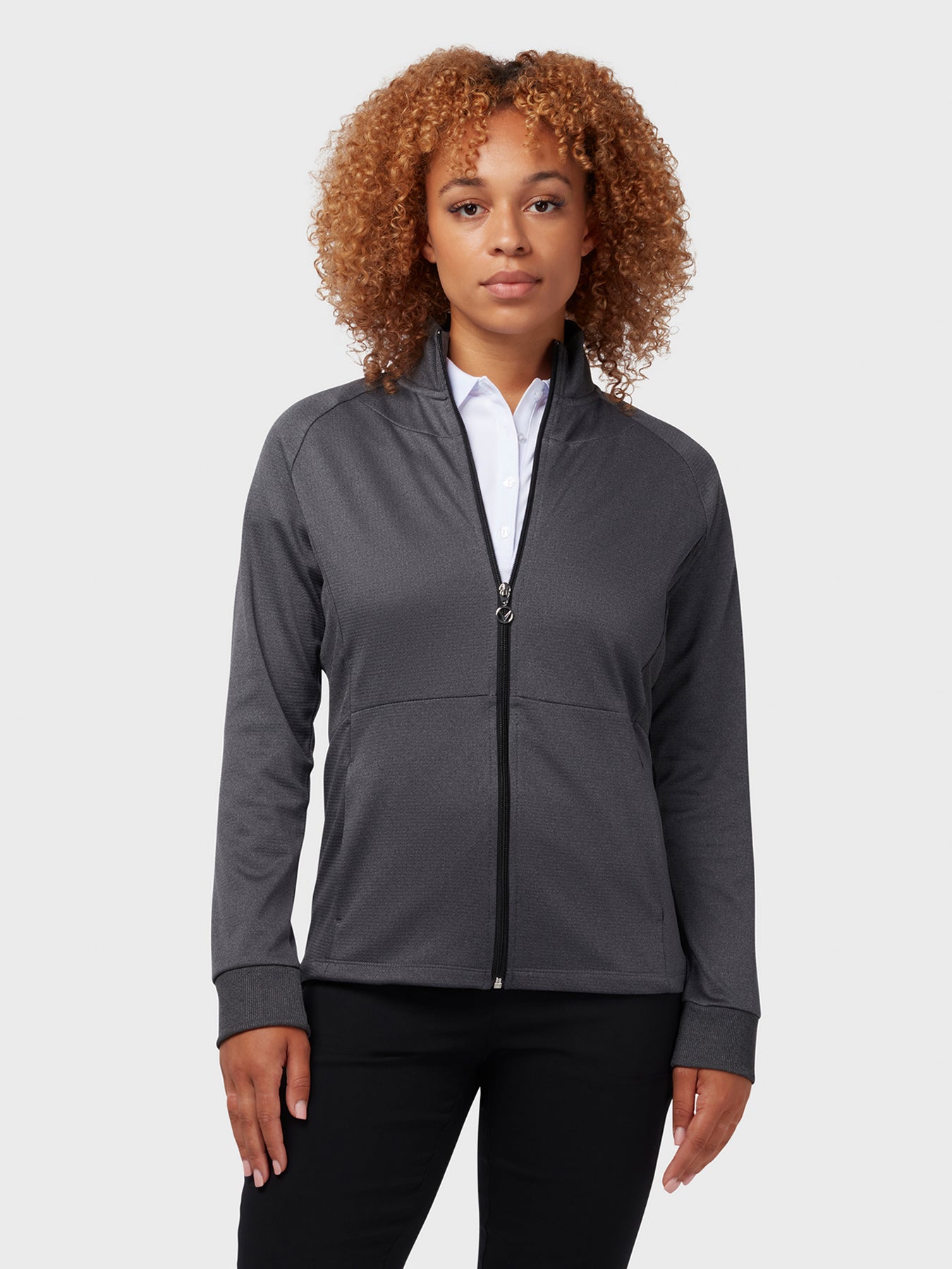 View Womens Midweight Waffle Fleece Jacket In Caviar Shade Heather Caviar Shade Heather S information