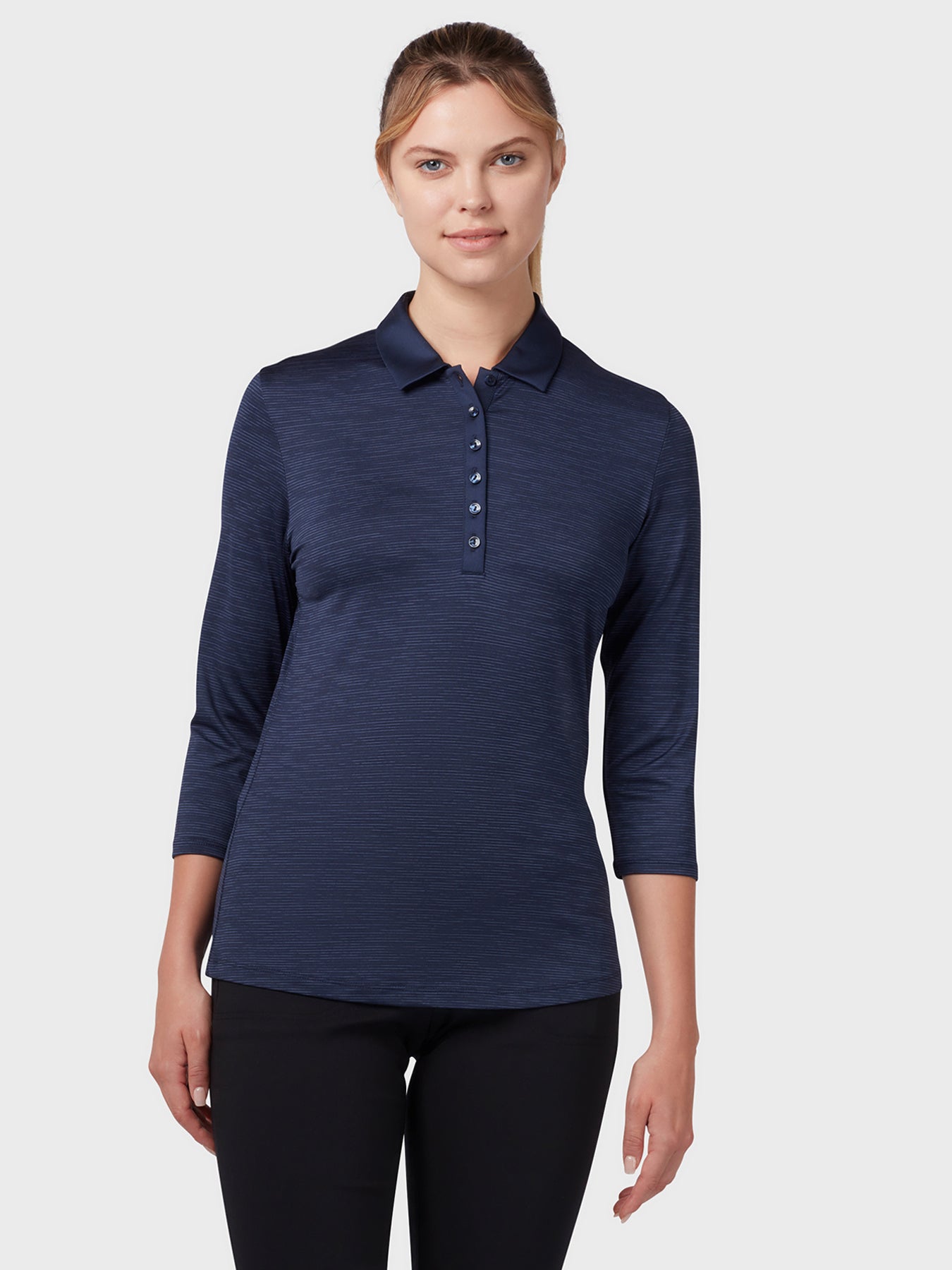 View 34 Length Sleeve Womens Polo In Peacoat information