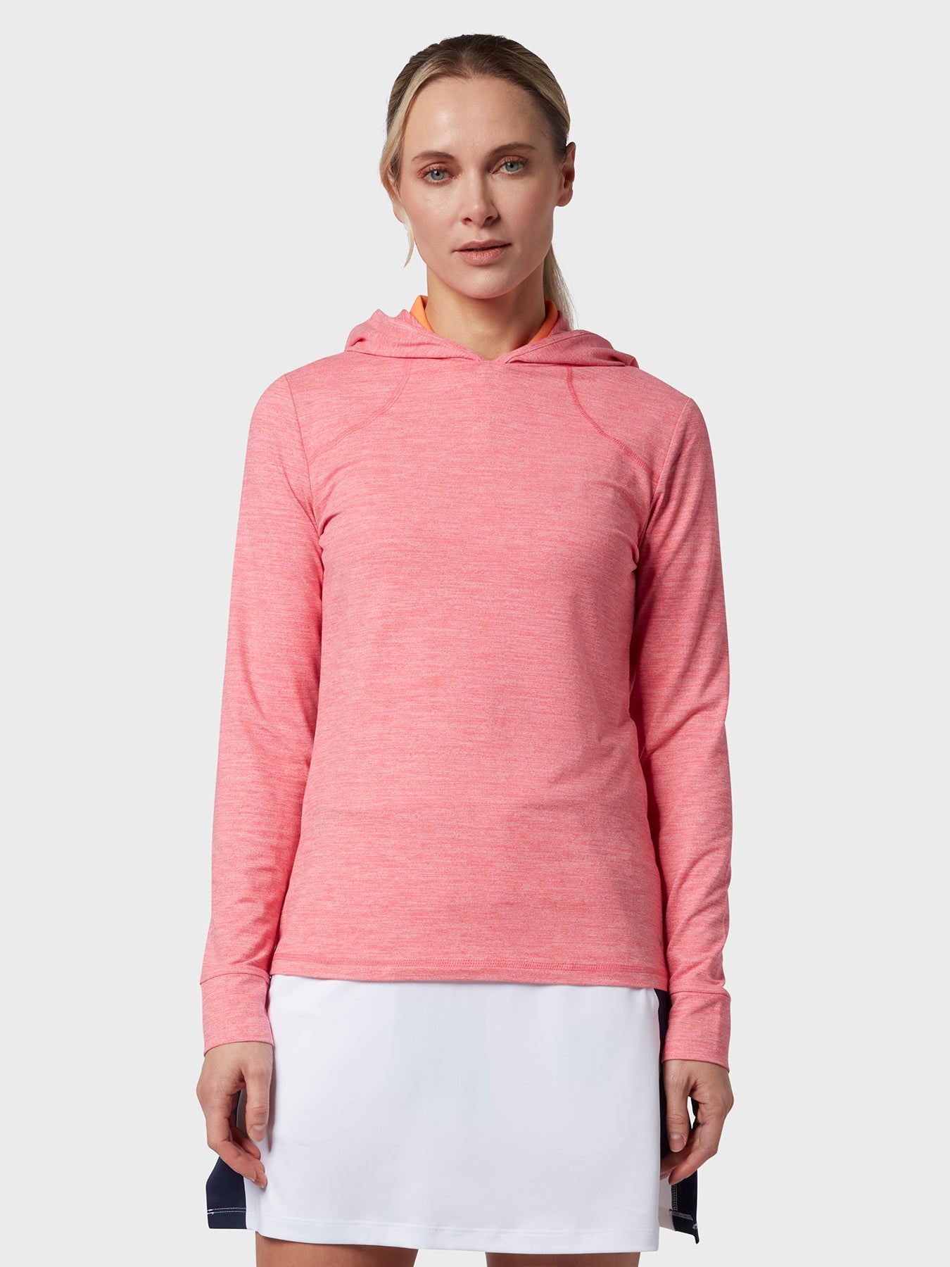 View Brushed Heather Womens Hoodie In Fruit Dove Heather Fruit Dove Htr XS information