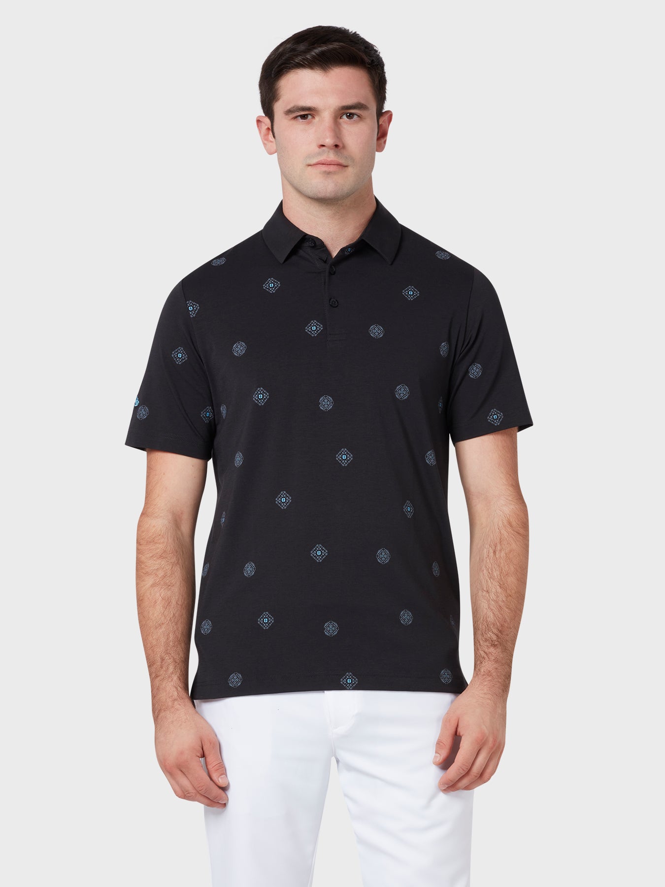 View Classic Foulard Print Polo In Caviar Caviar M information