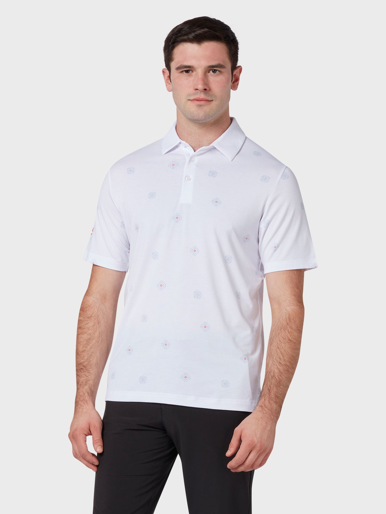 View Classic Foulard Print Polo In Bright White information