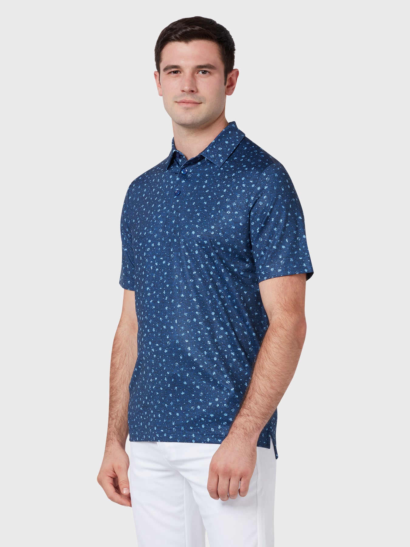 View Zodiac Print Polo In Mazarine Blue Heather information